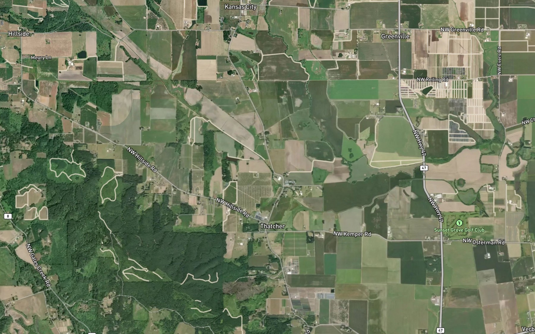 Satellite map of the Lousignont Canal