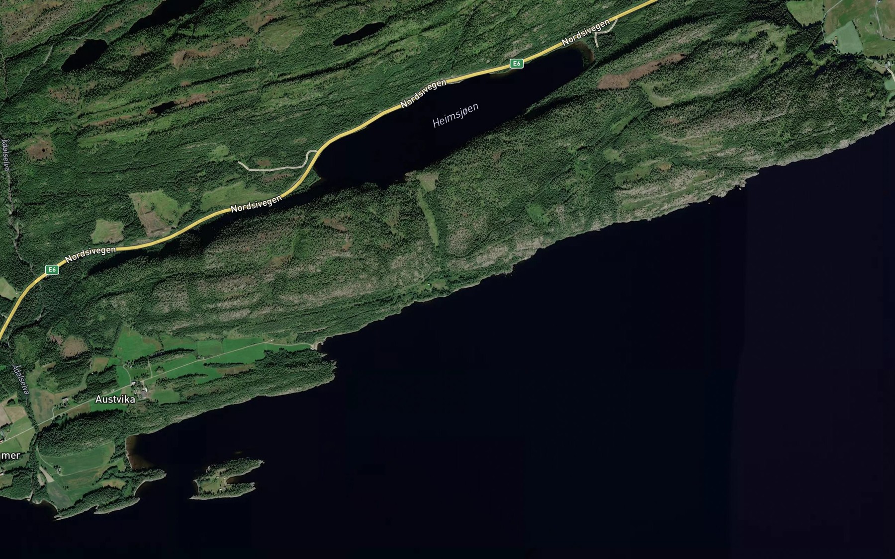 Satellite map of the Heimsjobekken