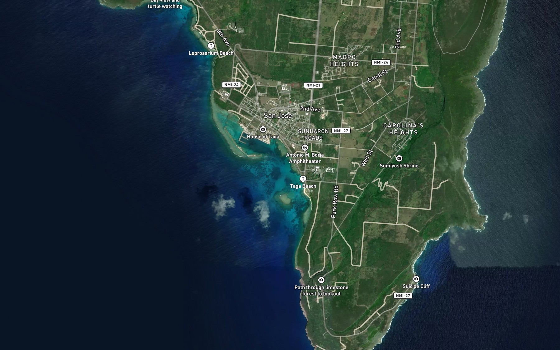 Satellite map of the Entrance Channel Bend