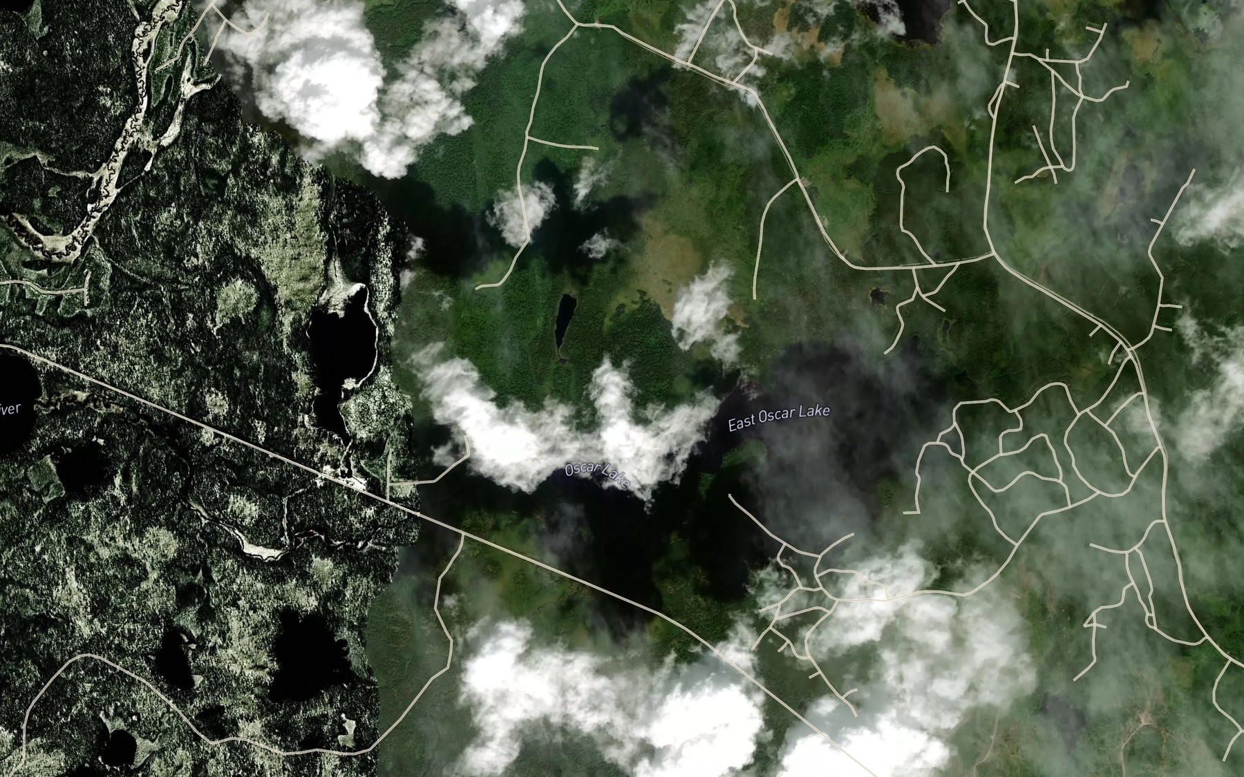 Satellite map of the Oscar Creek