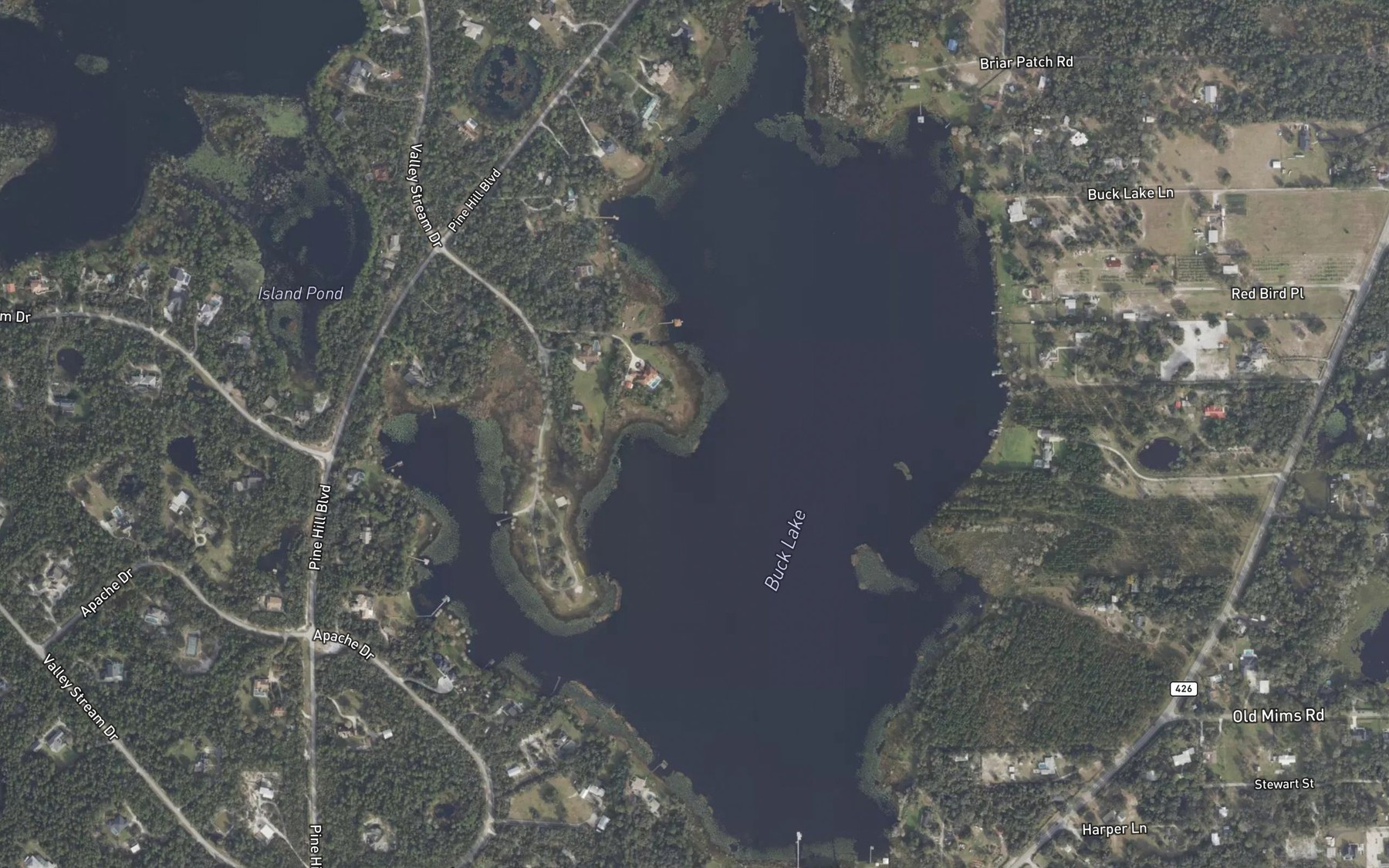 Satellite map of the Buck Lake