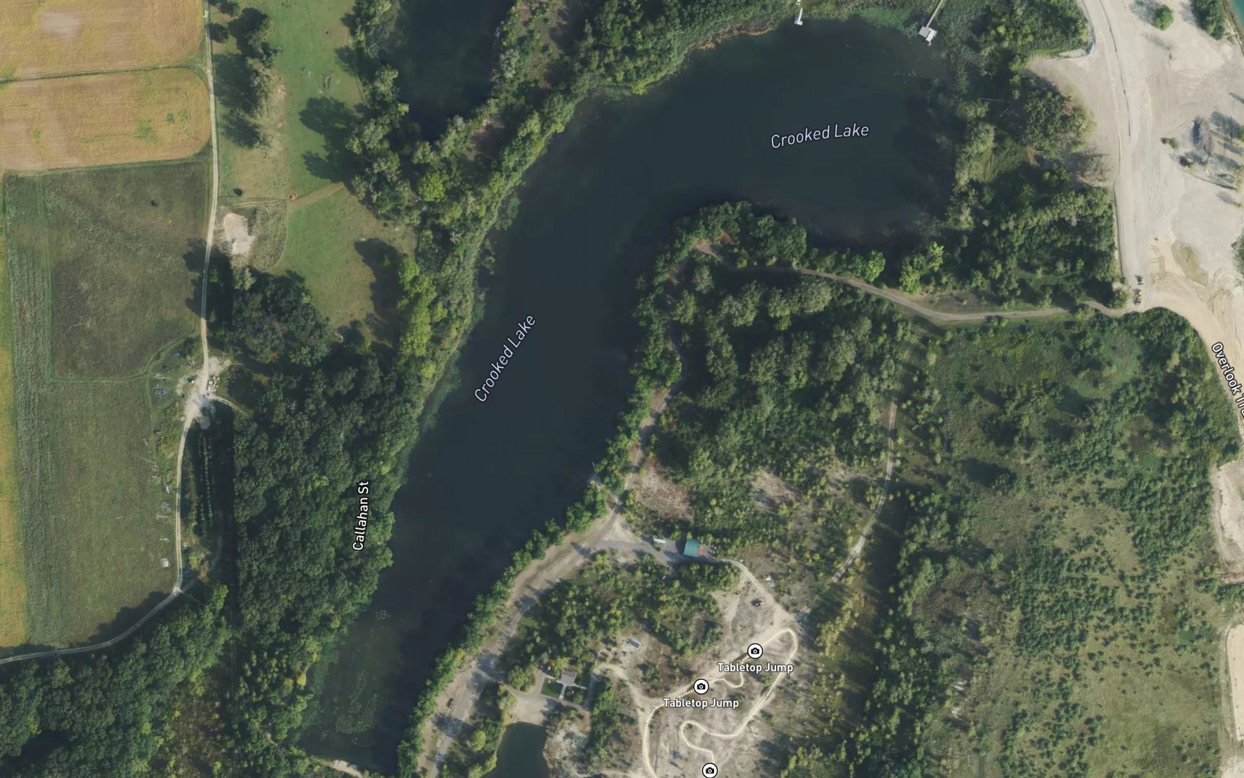 Satellite map of the Crooked Lake