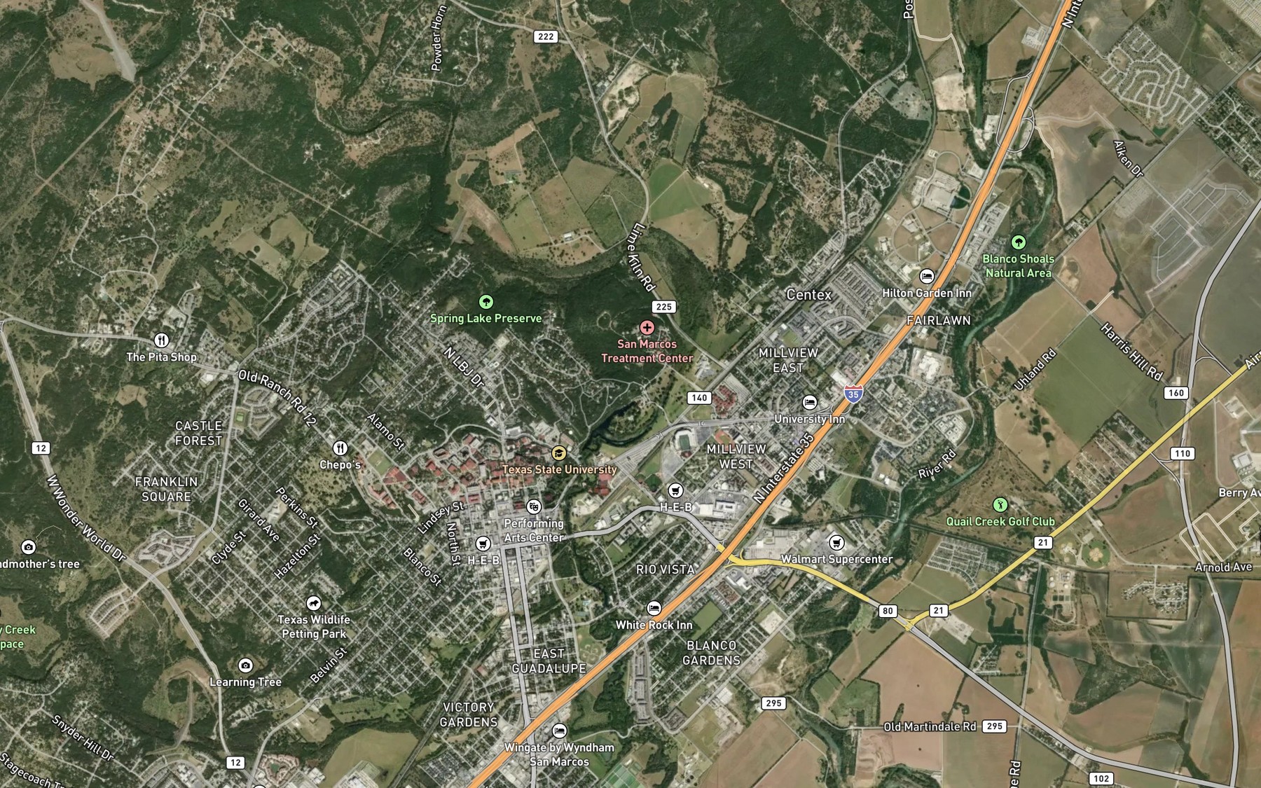 Satellite map of the San Marcos Springs