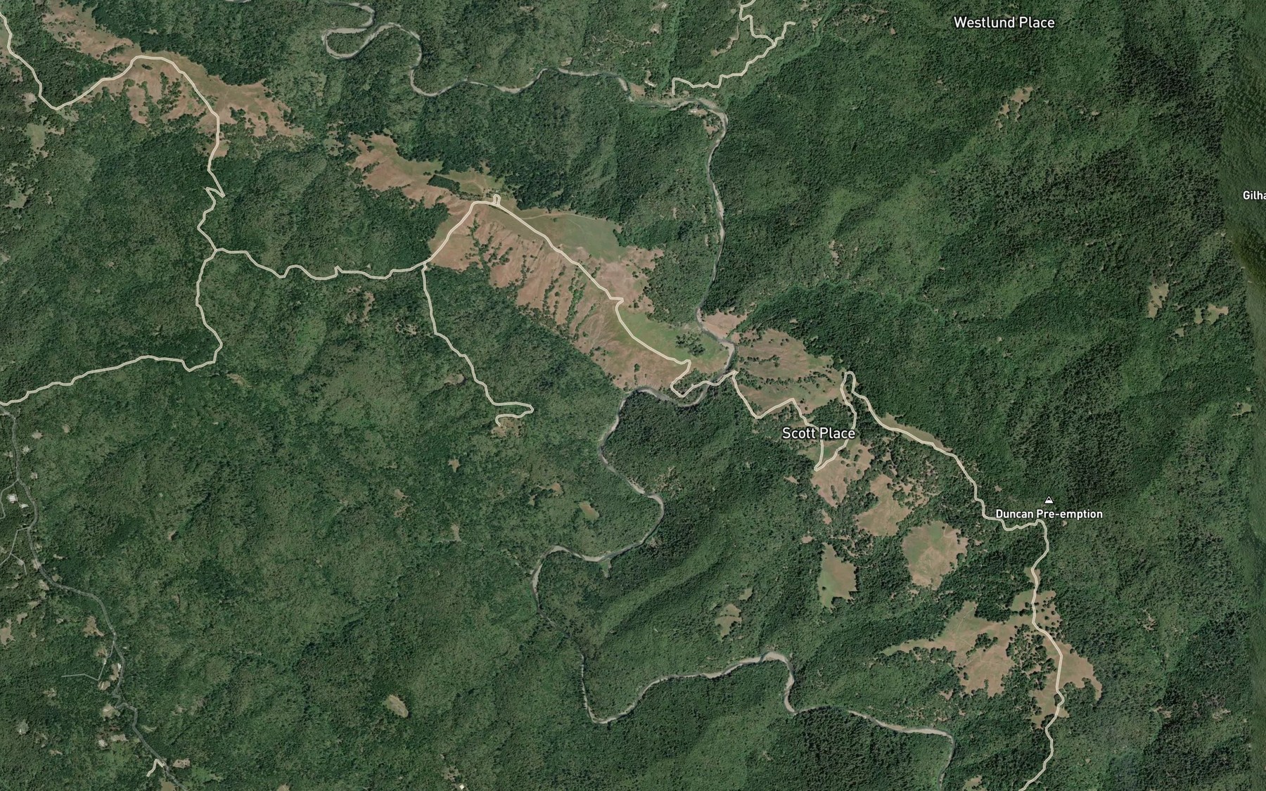 Satellite map of the Duncan Creek