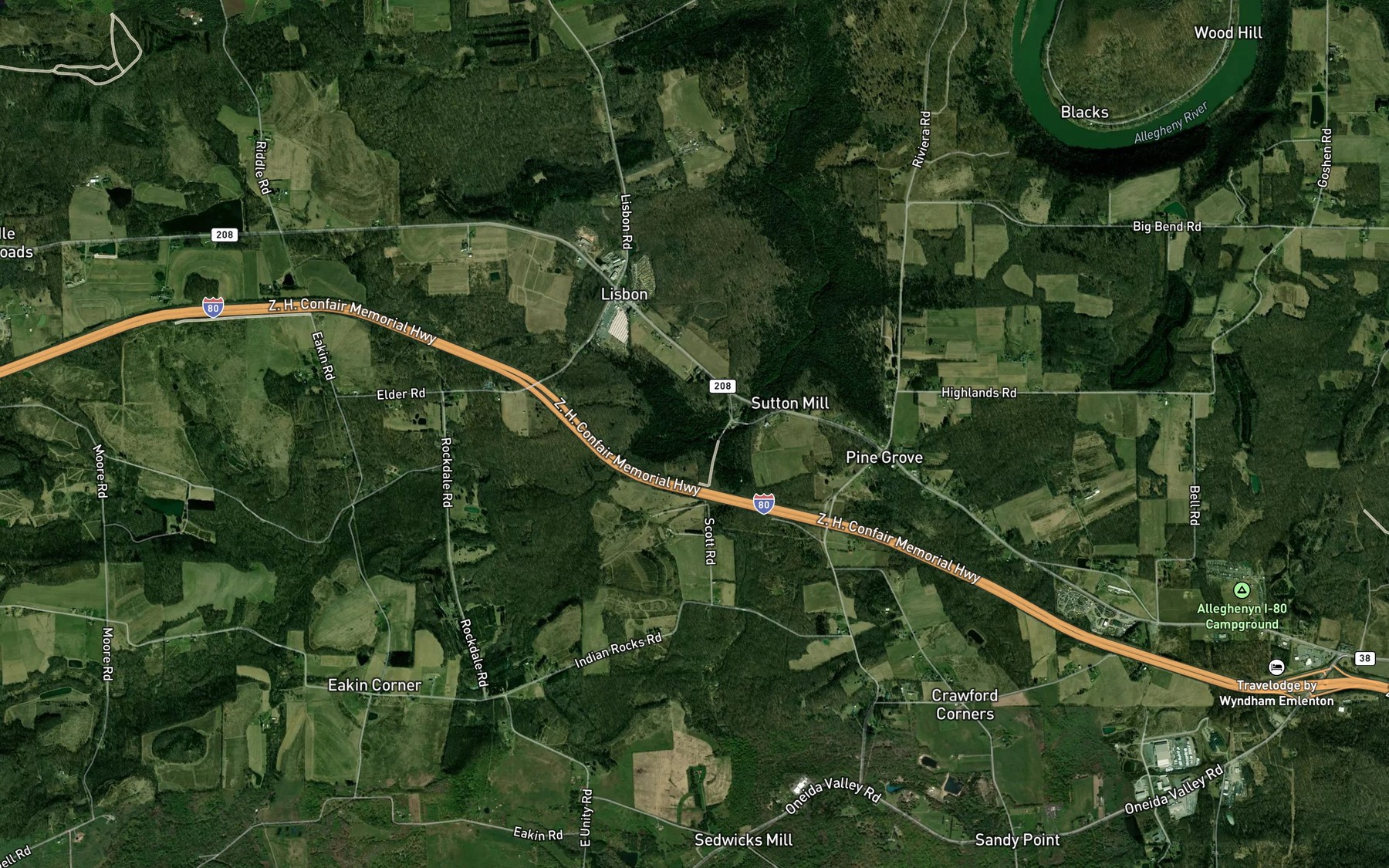 Satellite map of the North Fork Little Scrubgrass Creek