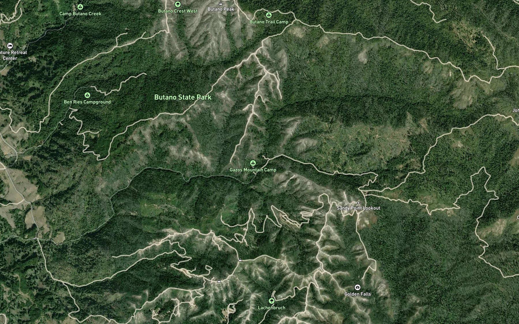 Satellite map of the Middle Fork Gazos Creek