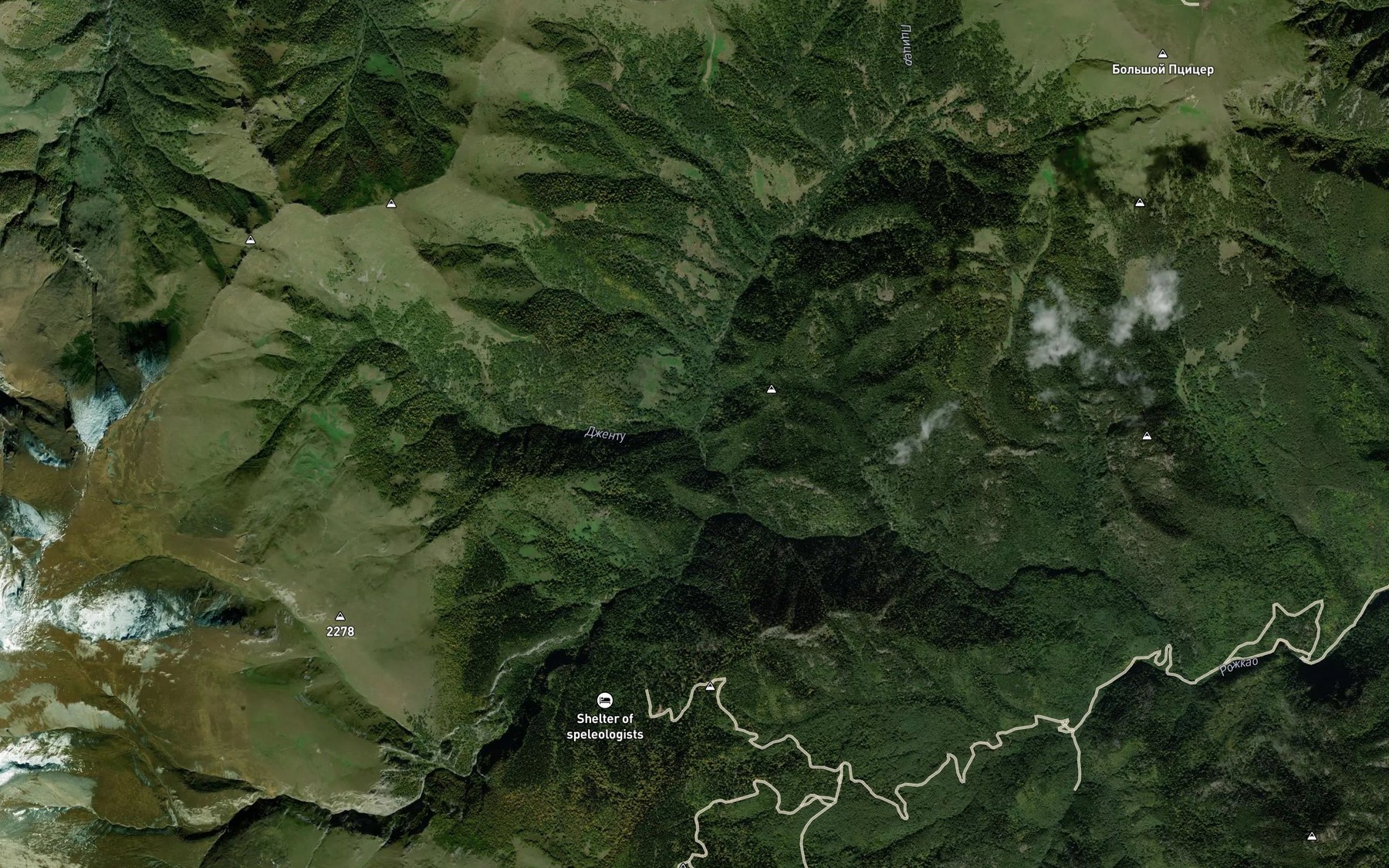 Satellite map of the Dzhentu