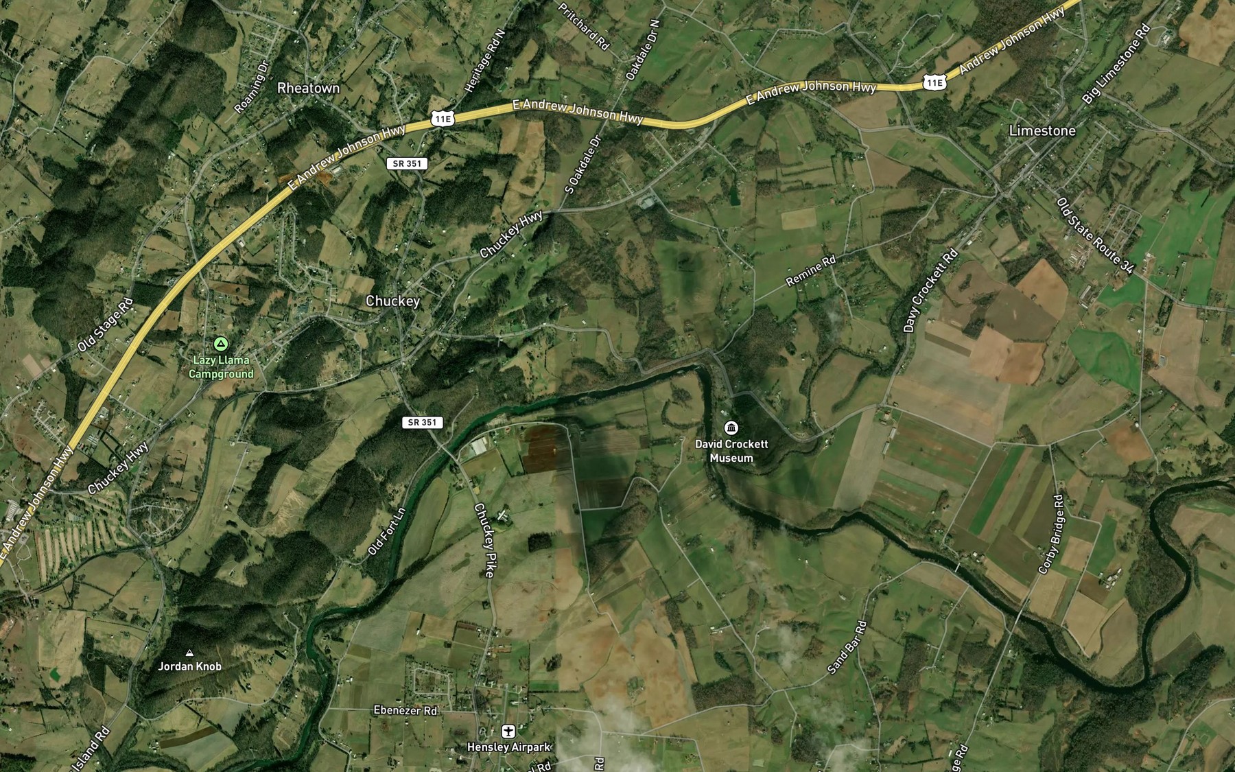 Satellite map of the Hice Branch