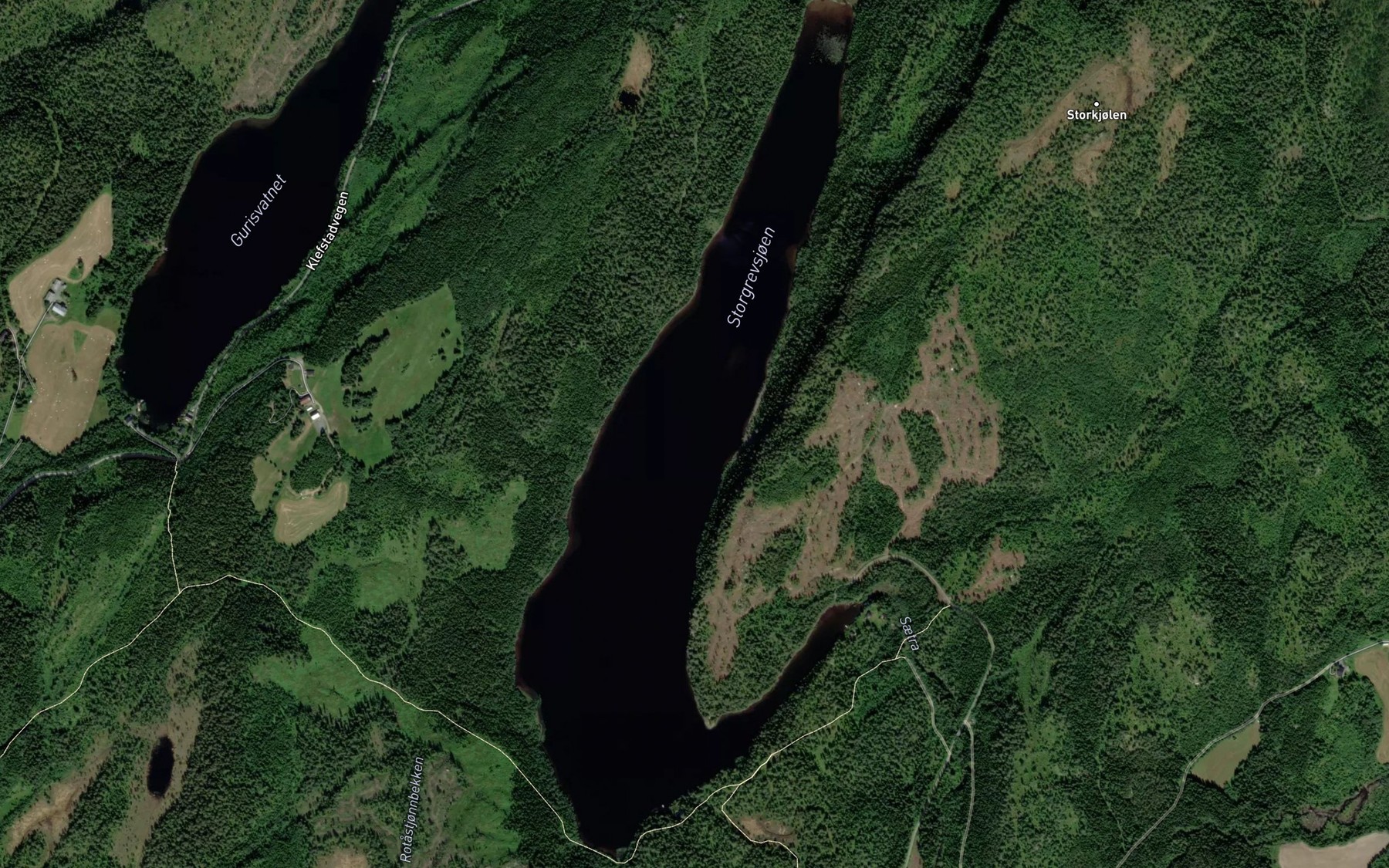 Satellite map of the Grevsjoen,store