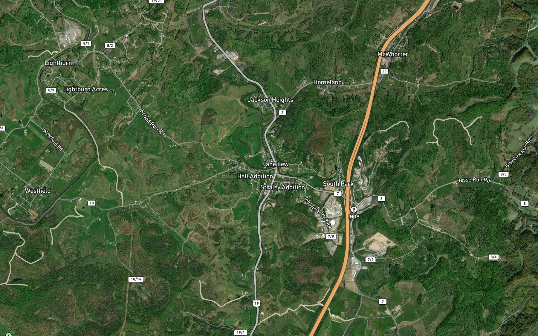 Satellite map of the West Run