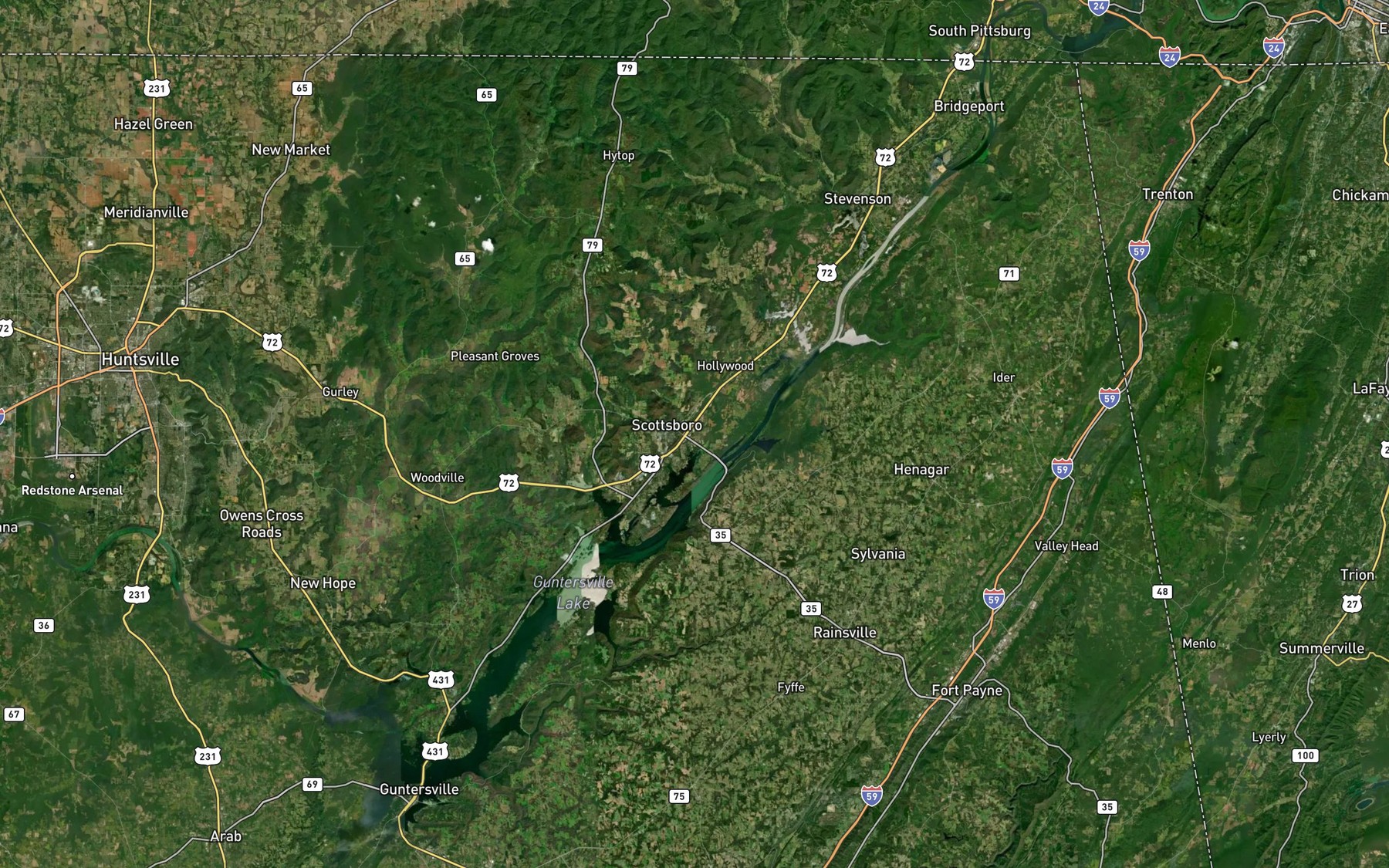 Satellite map of the Guntersville Lake