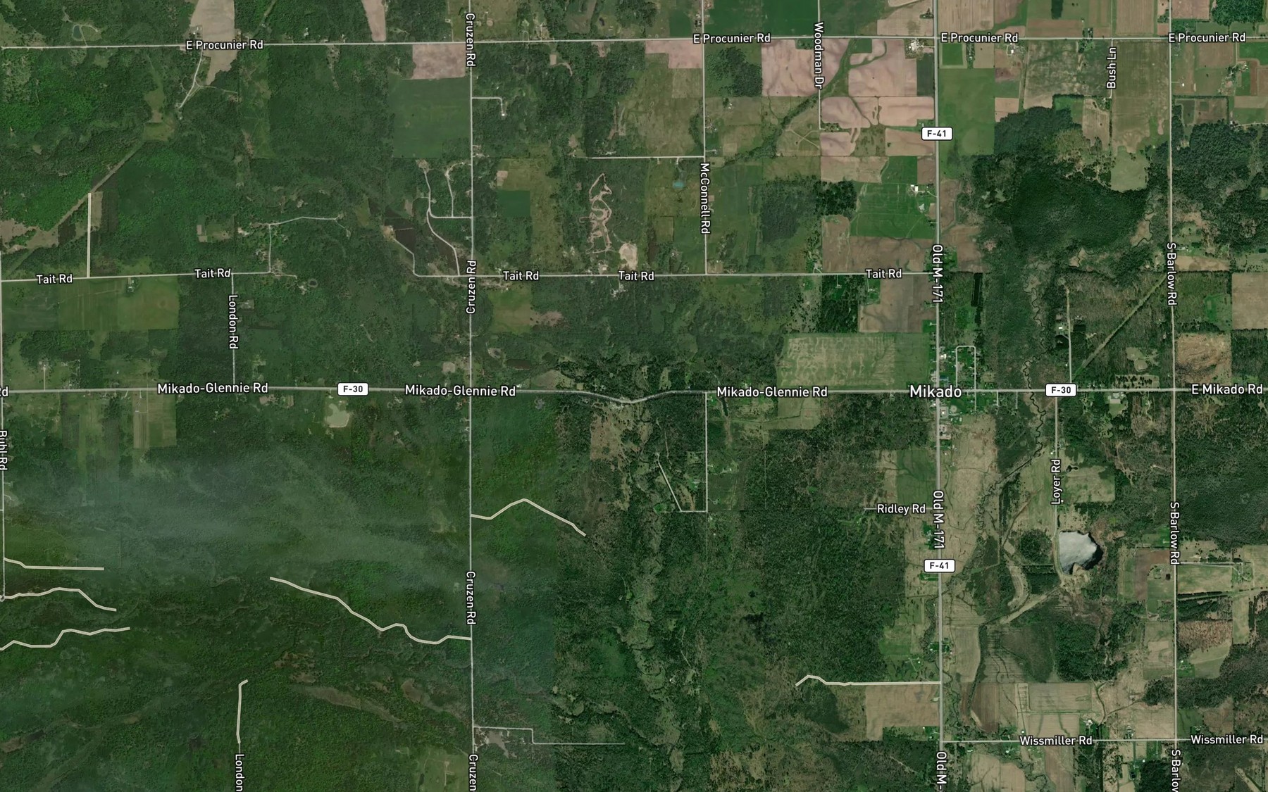 Satellite map of the West Branch Pine River