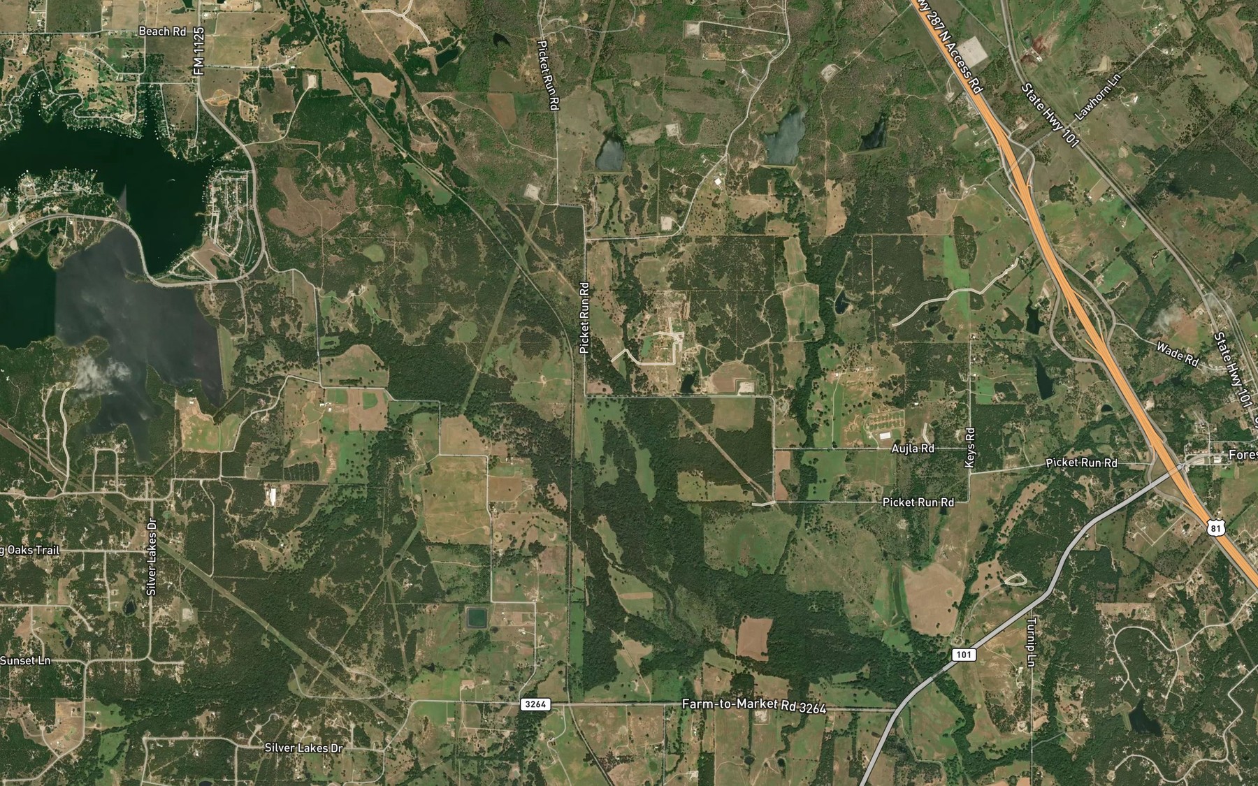 Satellite map of the Red Oak Creek