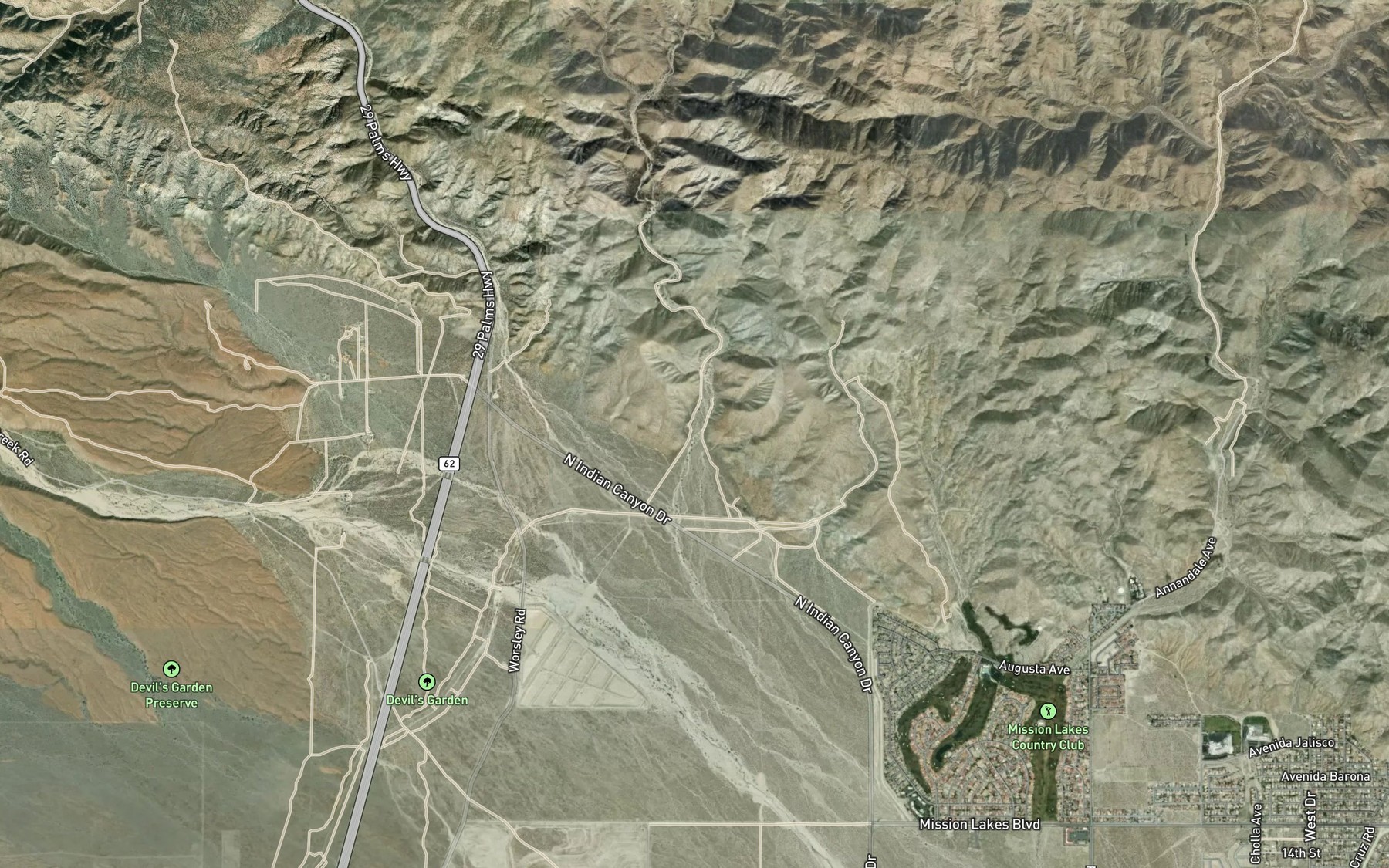 Satellite map of the Big Morongo Creek