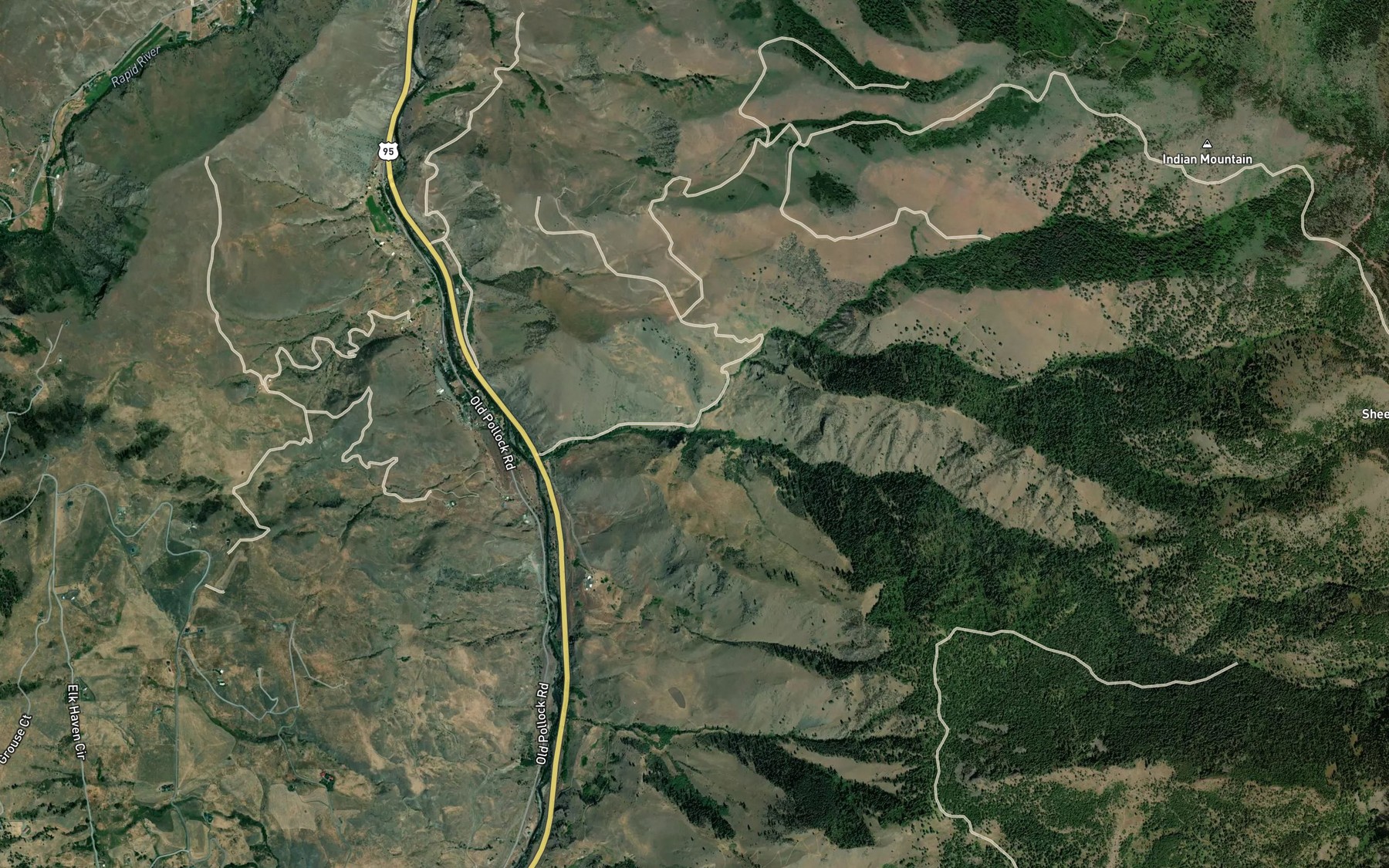 Satellite map of the North Fork Sheep Creek