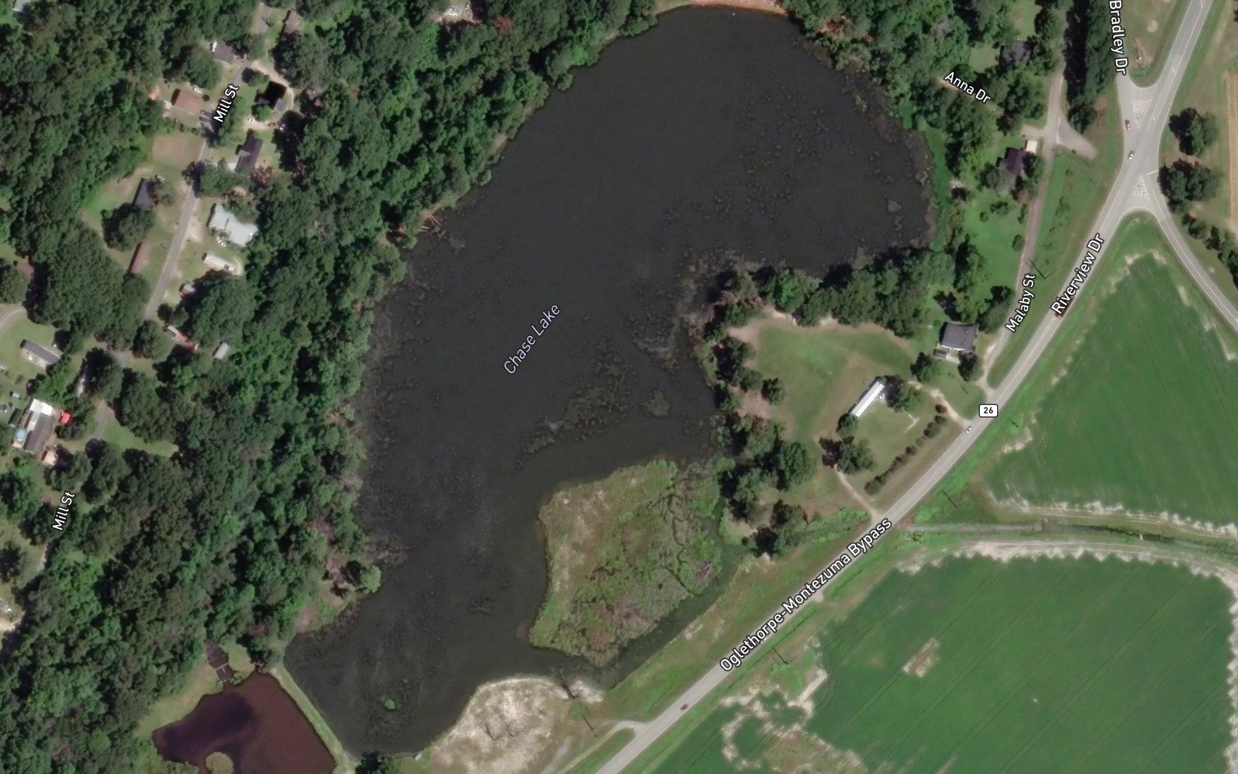 Satellite map of the Chase Lake