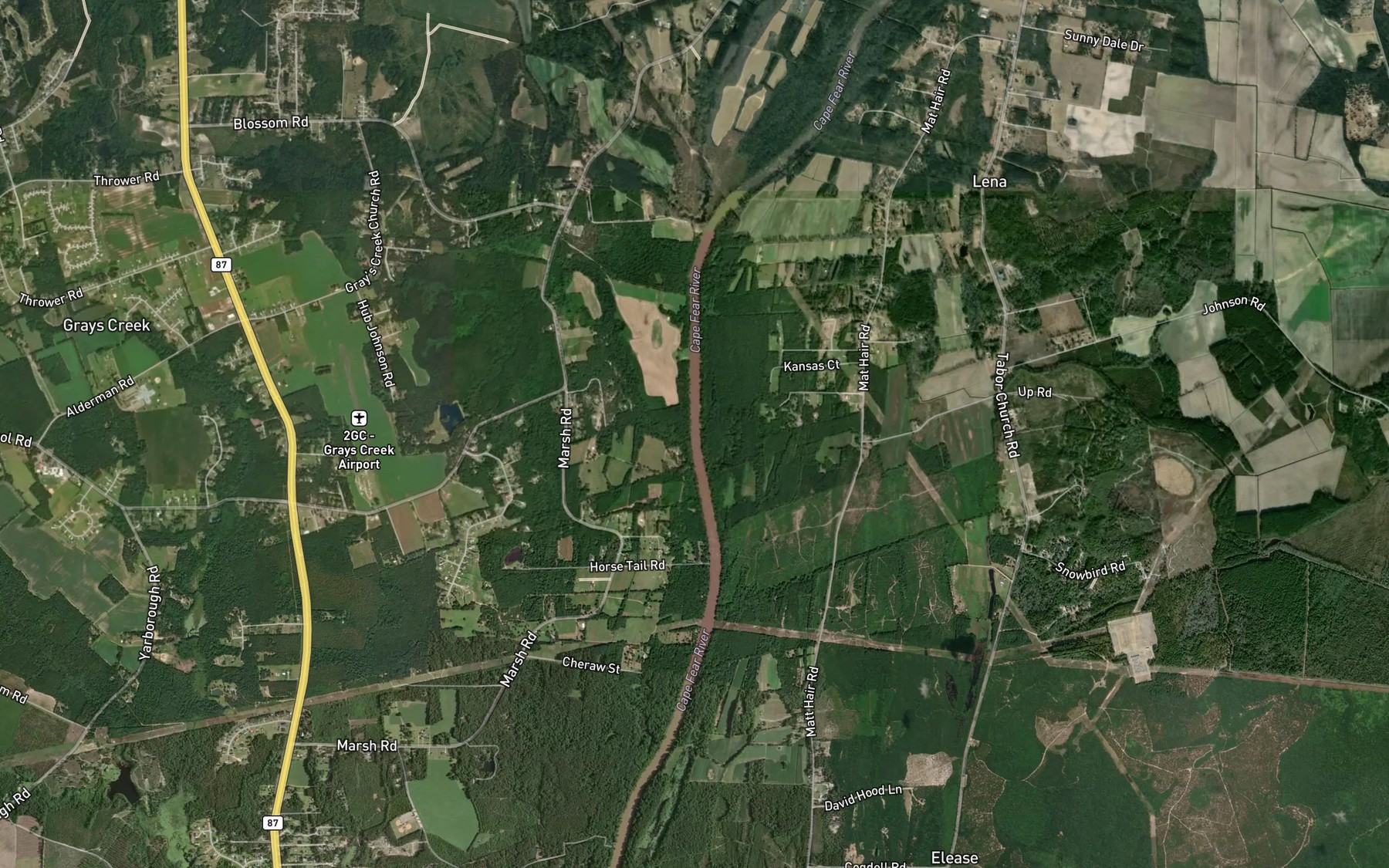 Satellite map of the Grays Creek