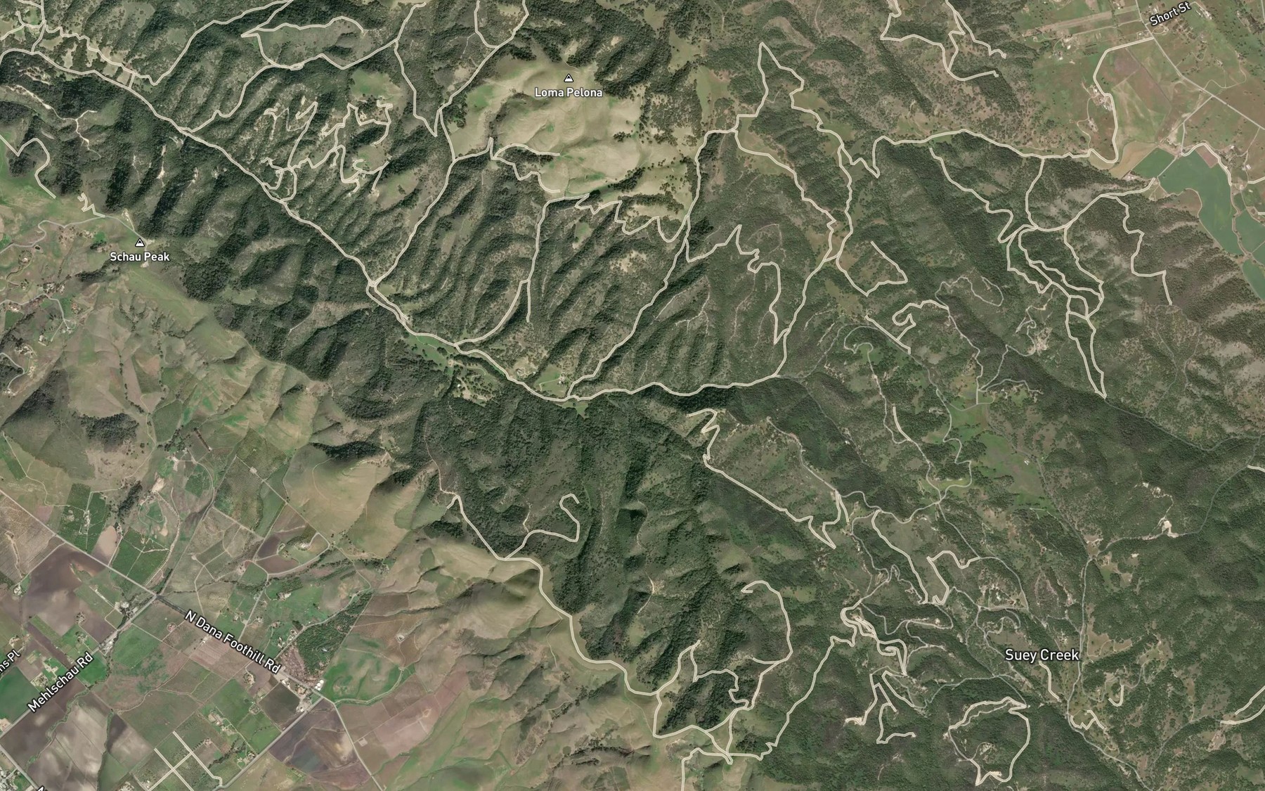 Satellite map of the Temettate Creek