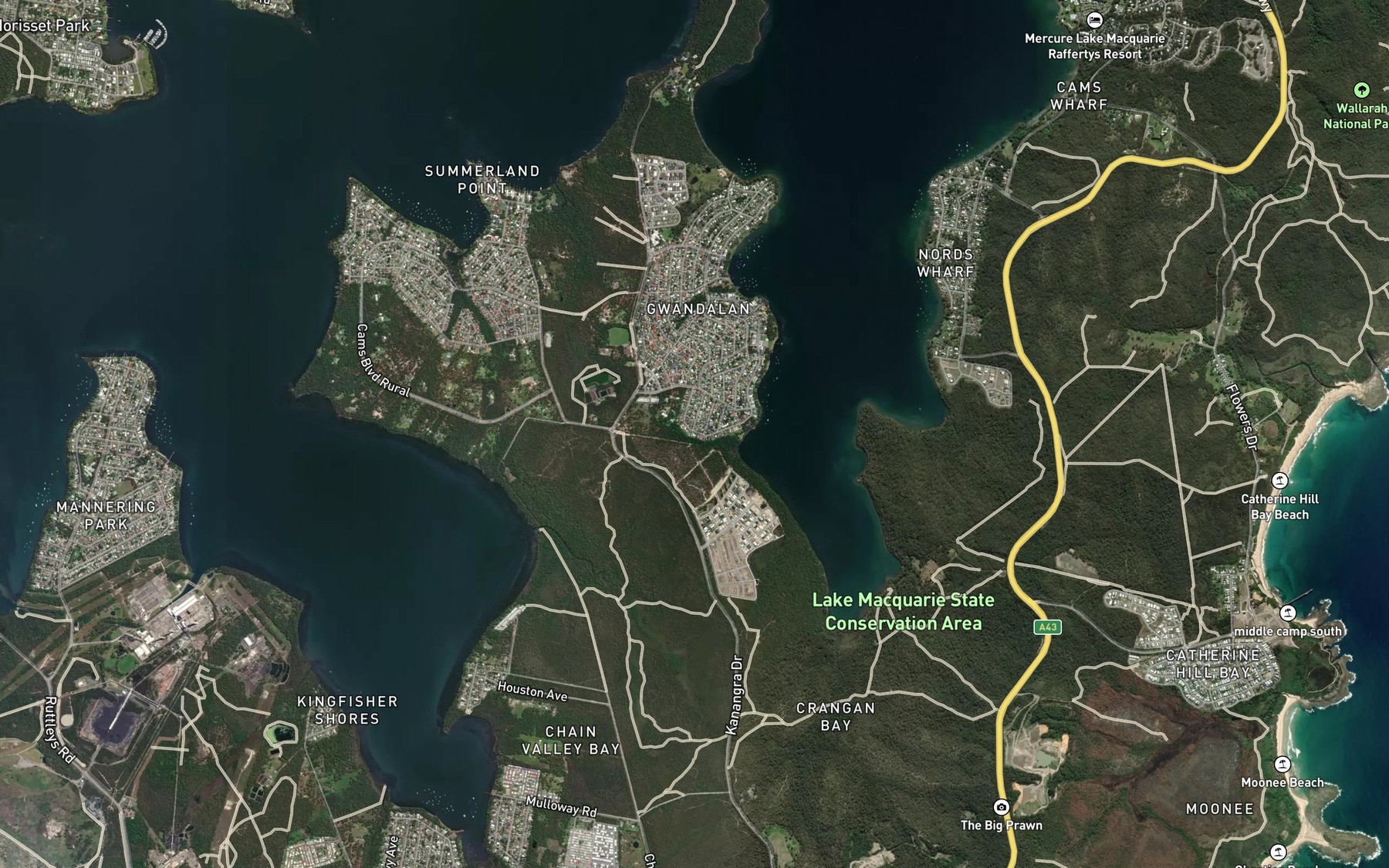 Satellite map of the Crangan Bay