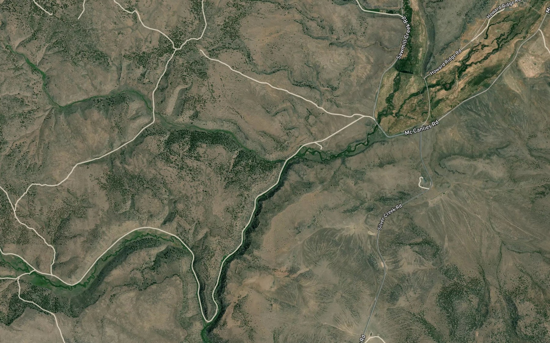 Satellite map of the Rough Creek