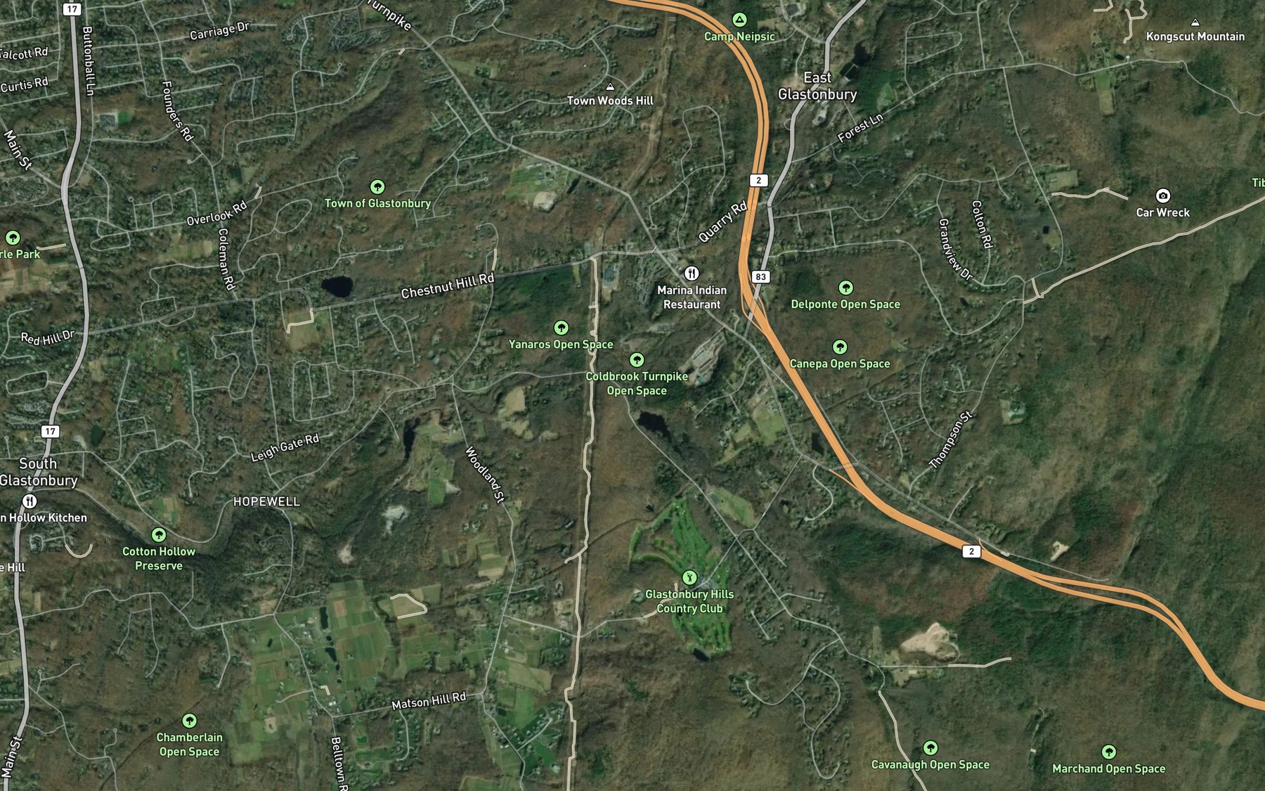 Satellite map of the Cold Brook