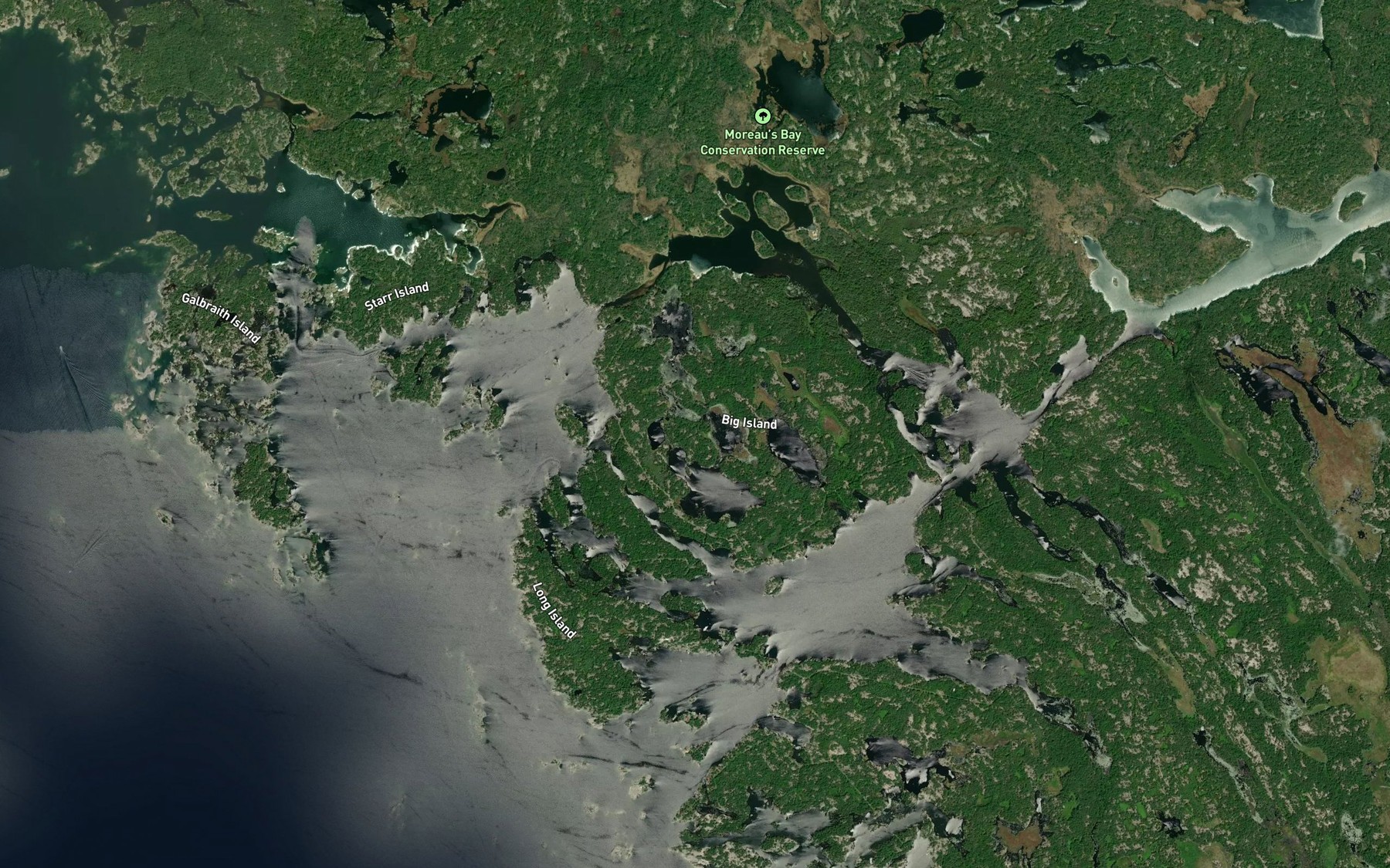 Satellite map of the Devils Elbow Channel