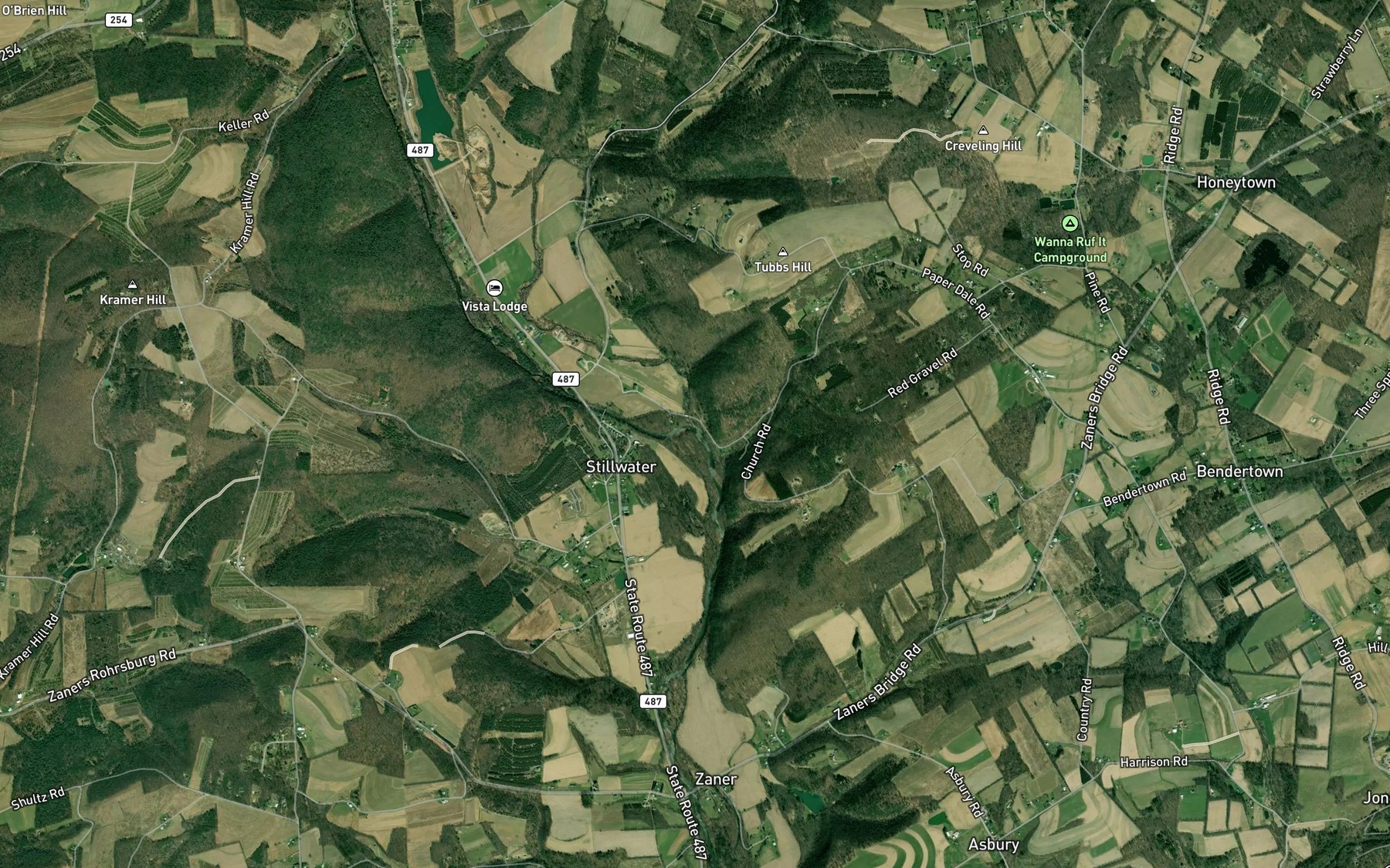 Satellite map of the Raven Creek
