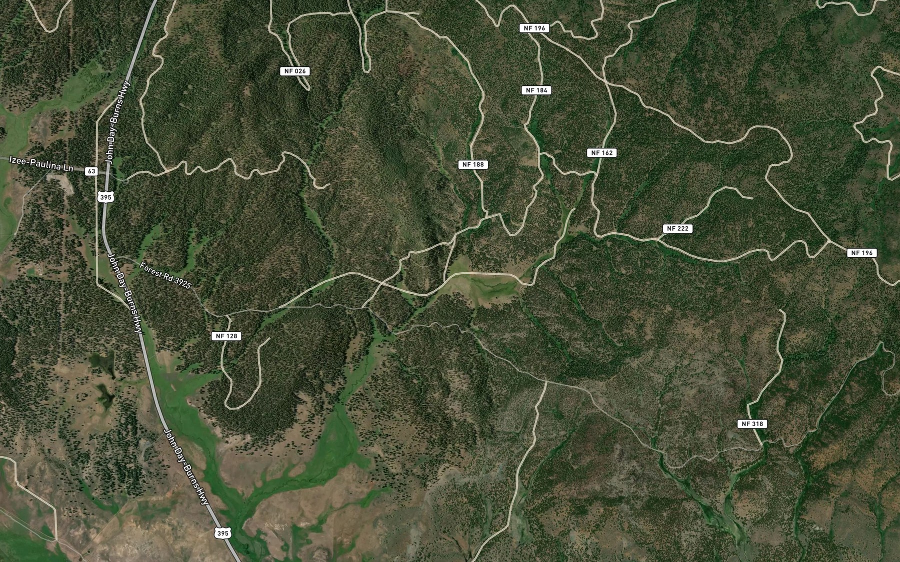Satellite map of the Pearson Creek