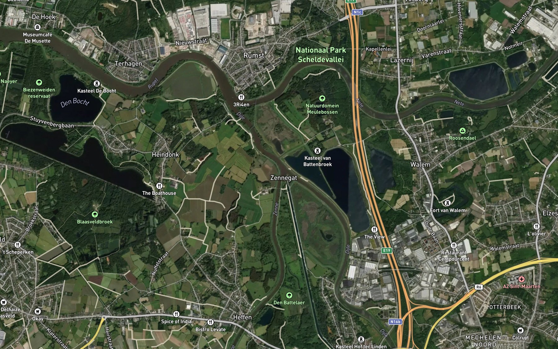 Satellite map of the Senne