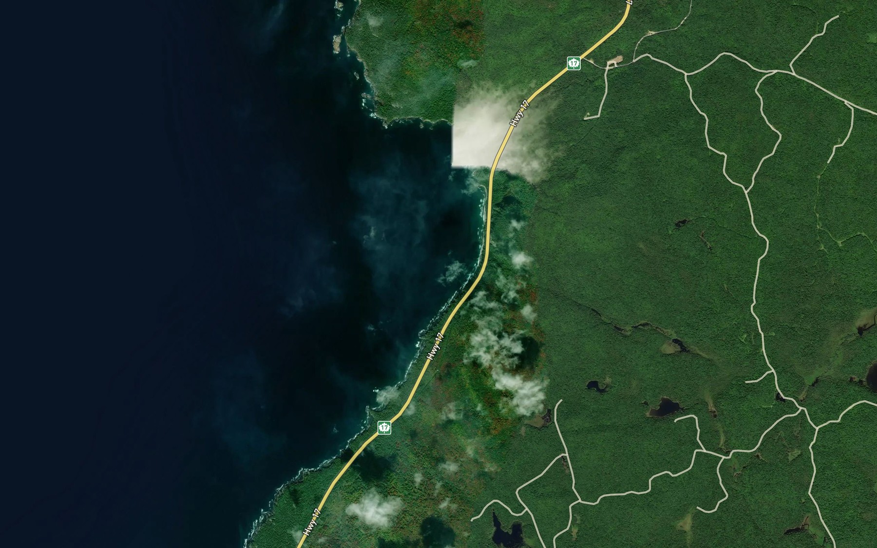Satellite map of the Mica Bay