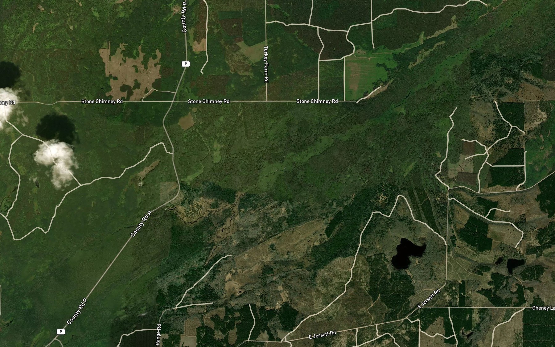 Satellite map of the Spring Angel Creek