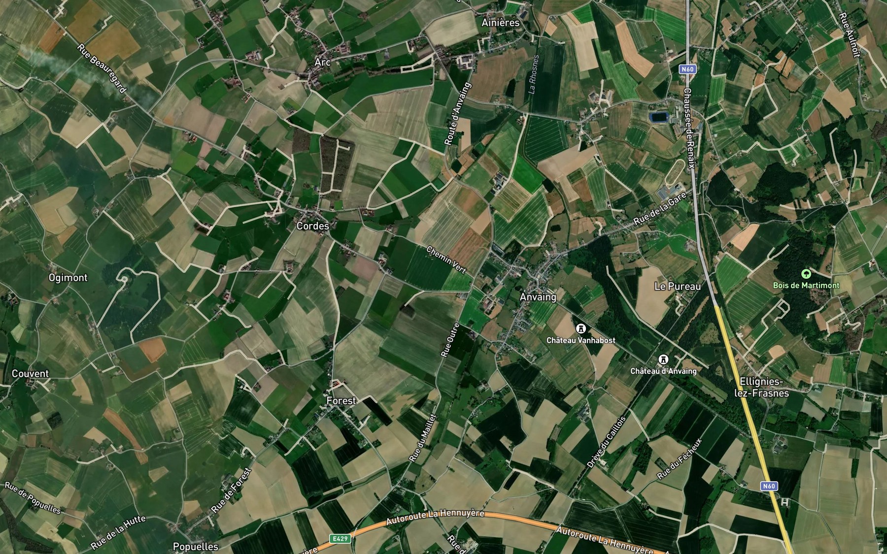 Satellite map of the Blanche Rhosnes