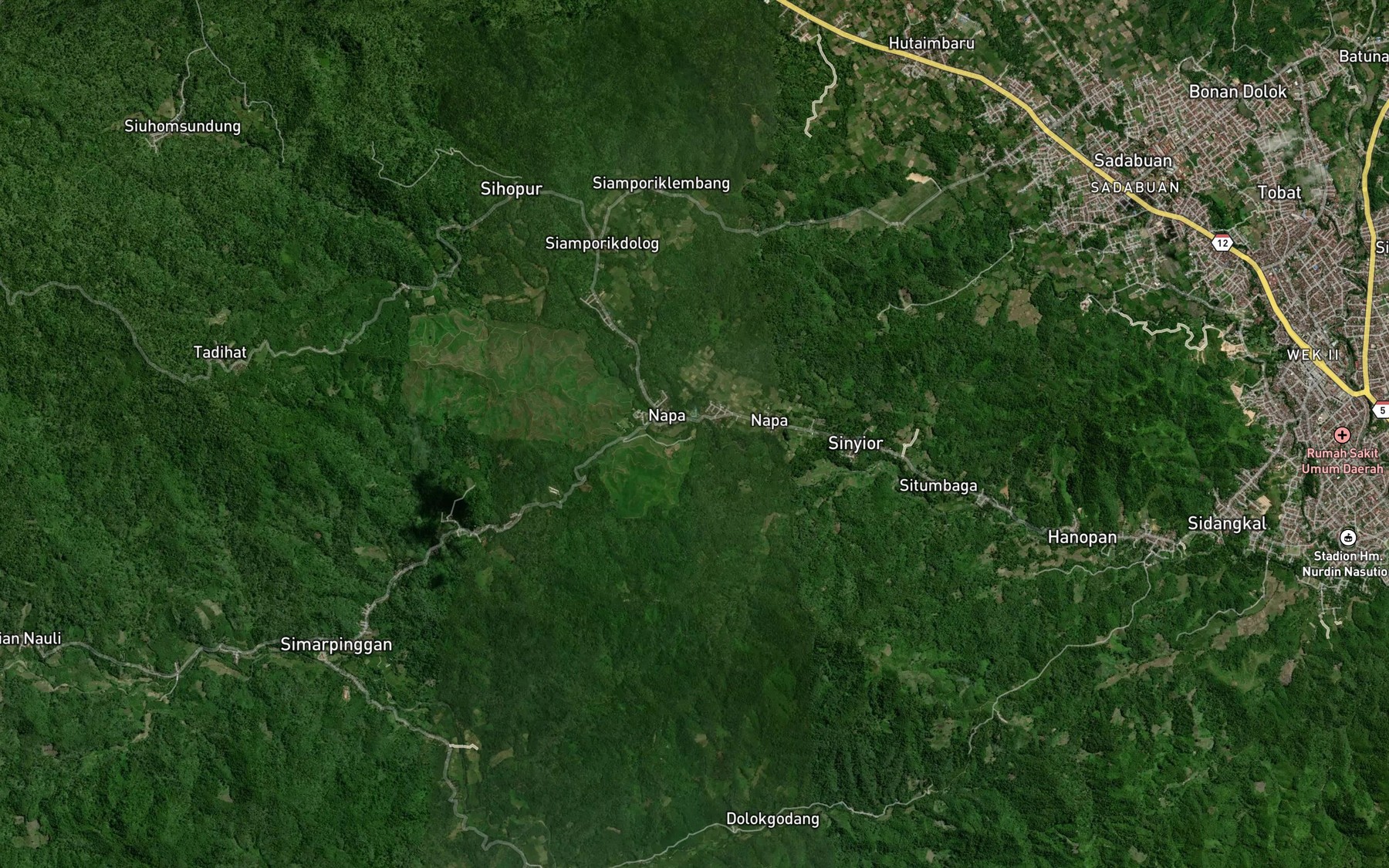Satellite map of the Aek Si Bong-bong