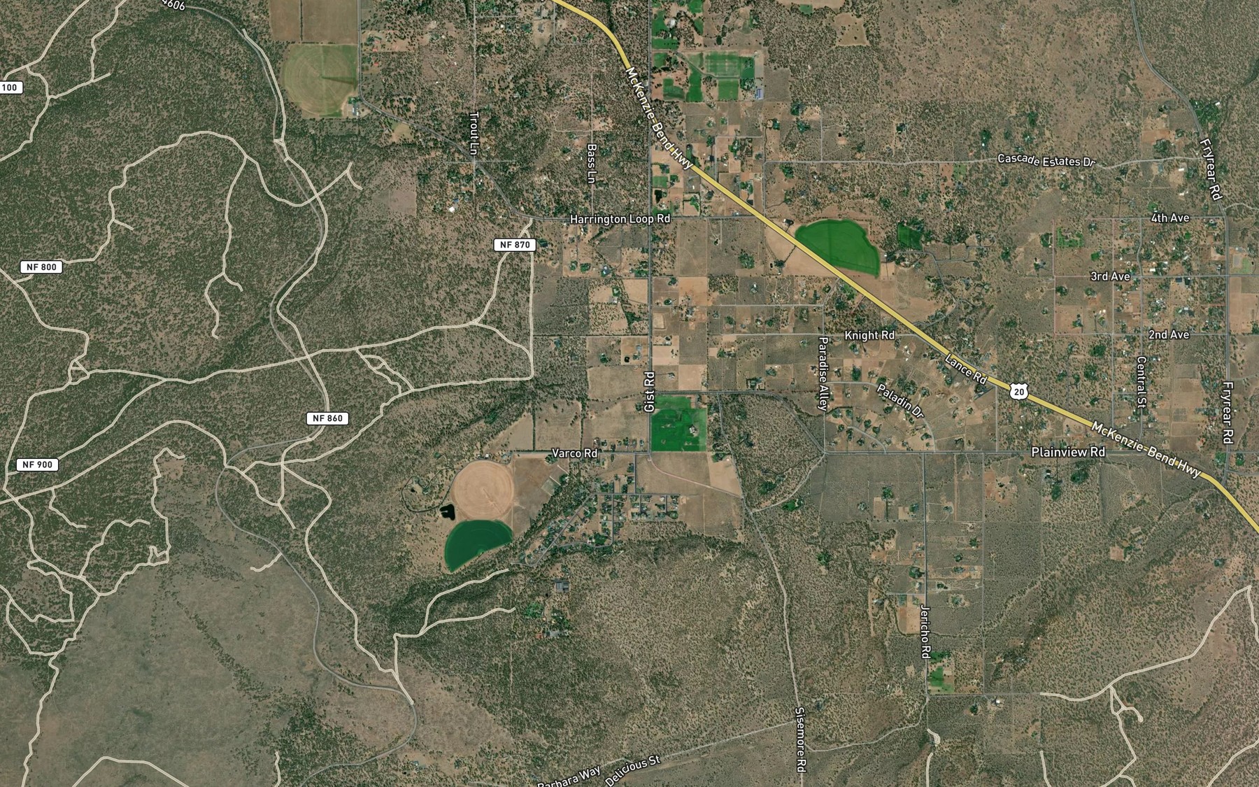 Satellite map of the Plainview Ditch