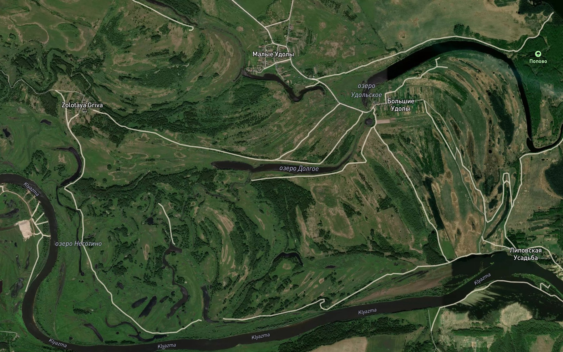 Satellite map of the Ozero Dolgoye