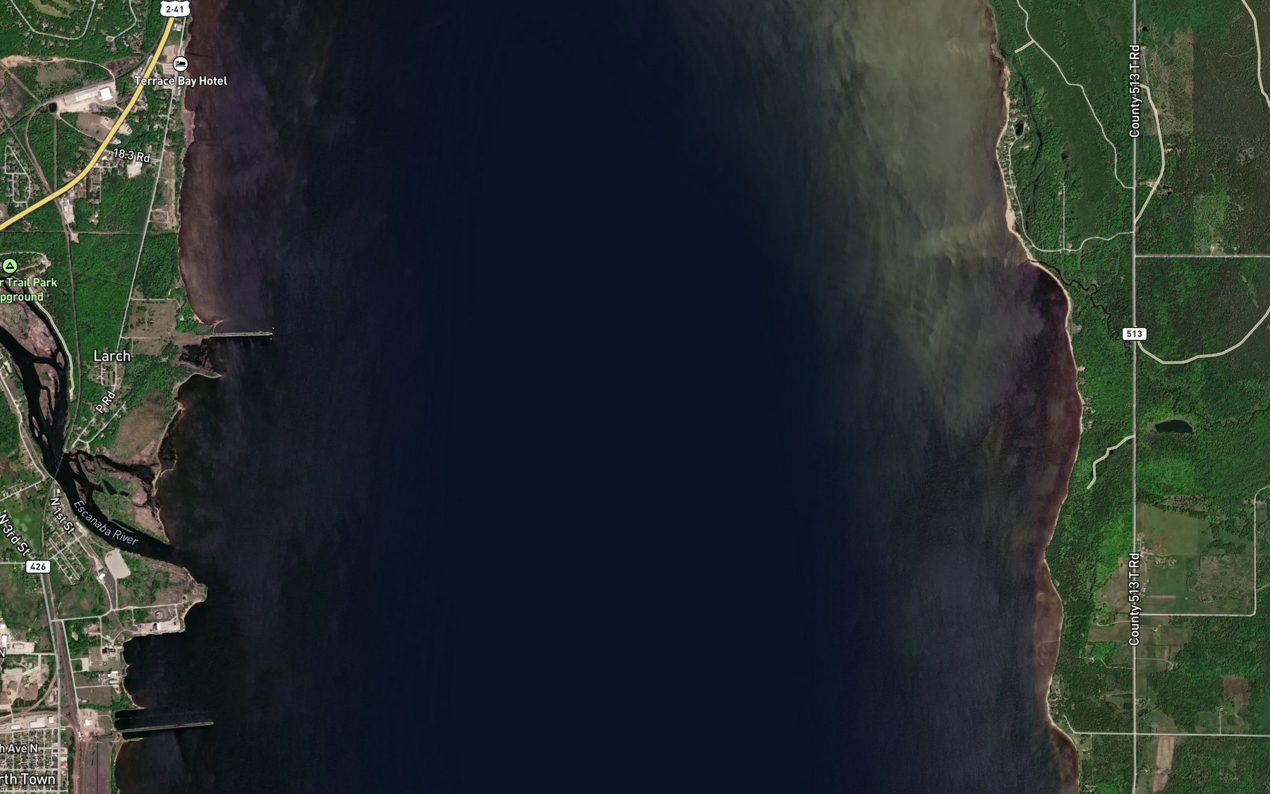Satellite map of the Little Bay de Noc