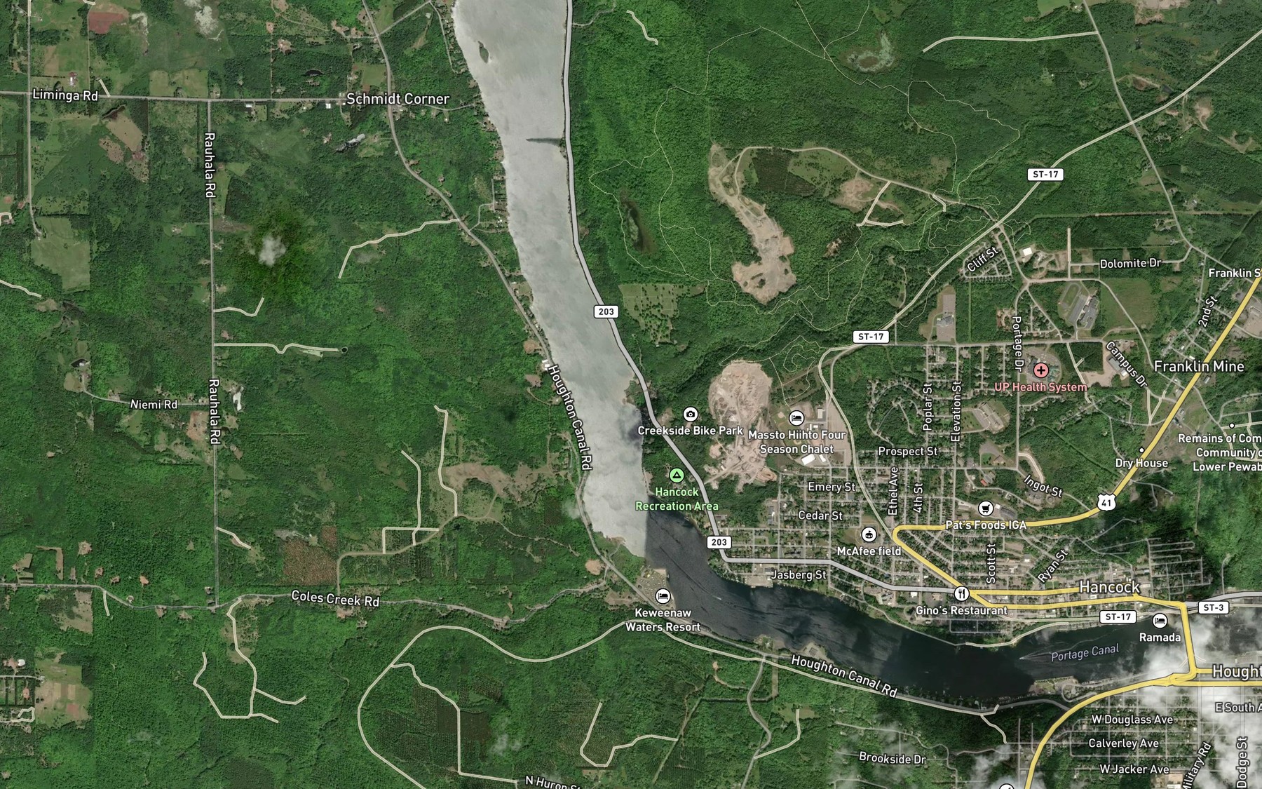 Satellite map of the Swedetown Creek