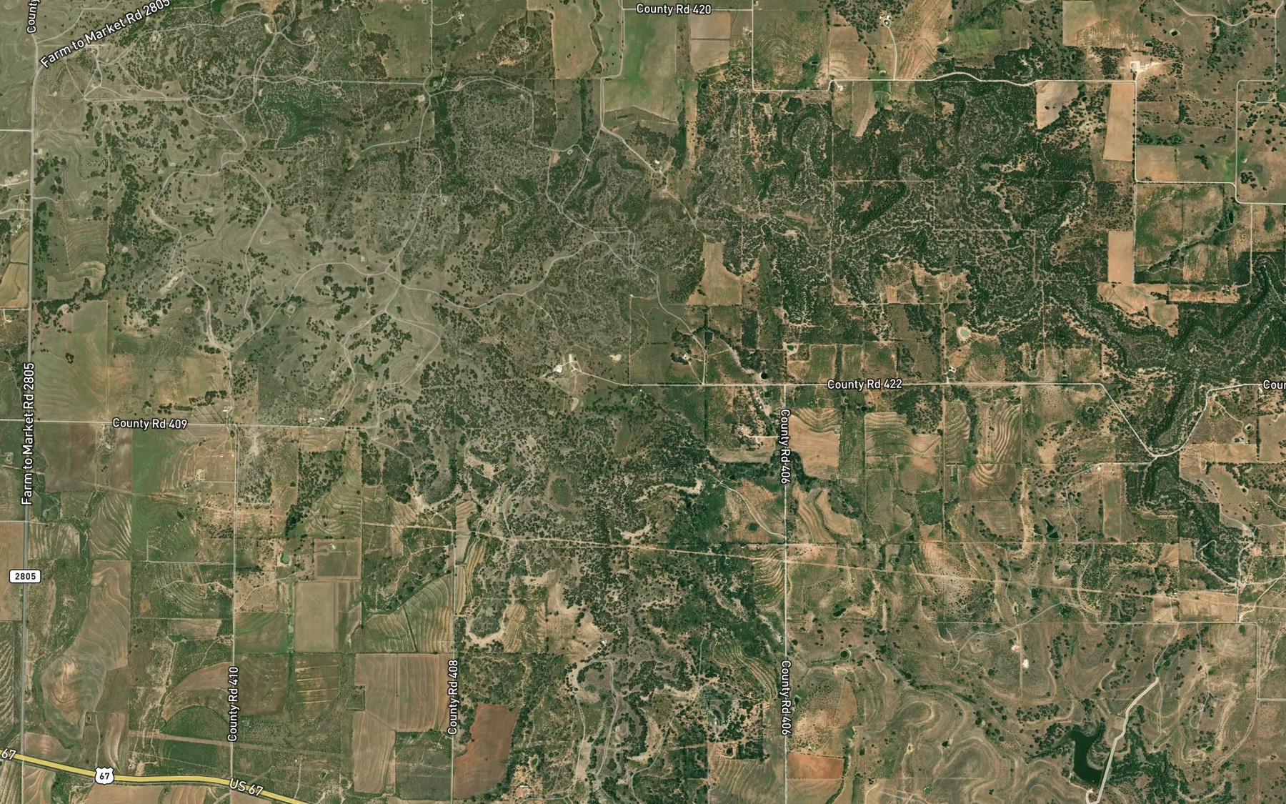 Satellite map of the Post Oak Spring