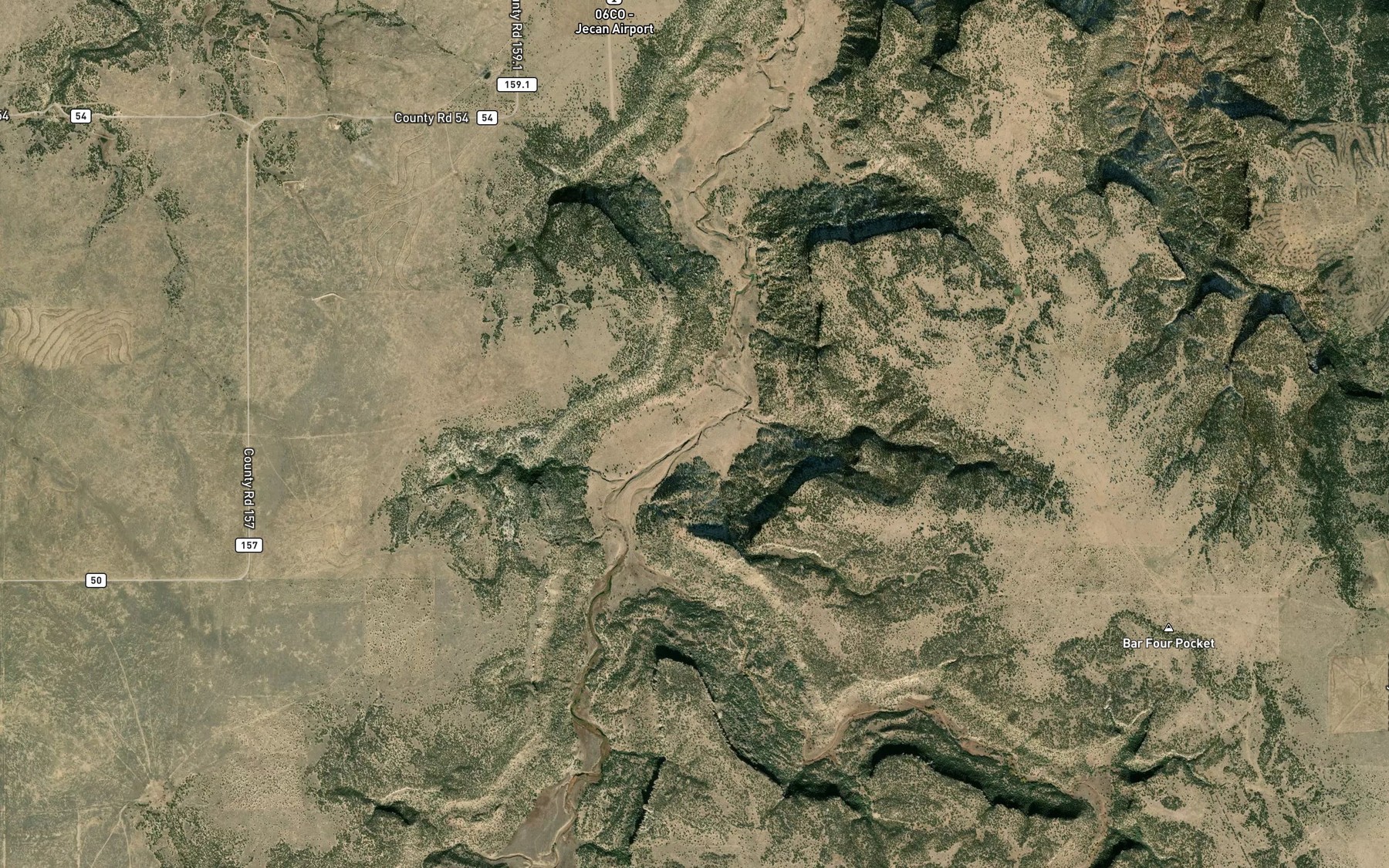 Satellite map of the Poitrey Creek