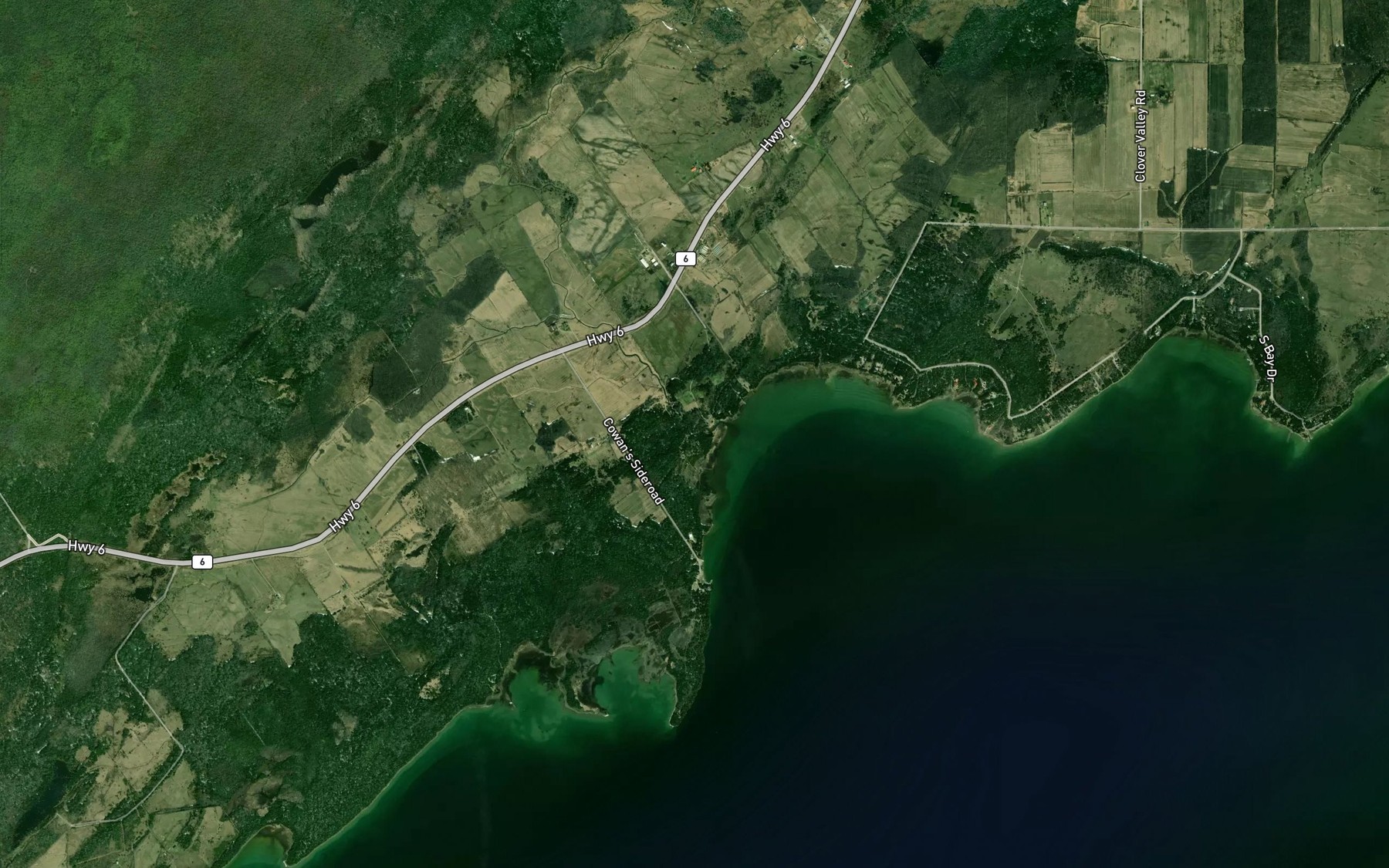 Satellite map of the Rogers Creek