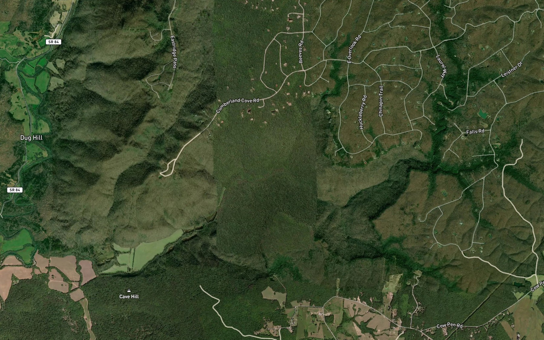 Satellite map of the Scuffle Creek