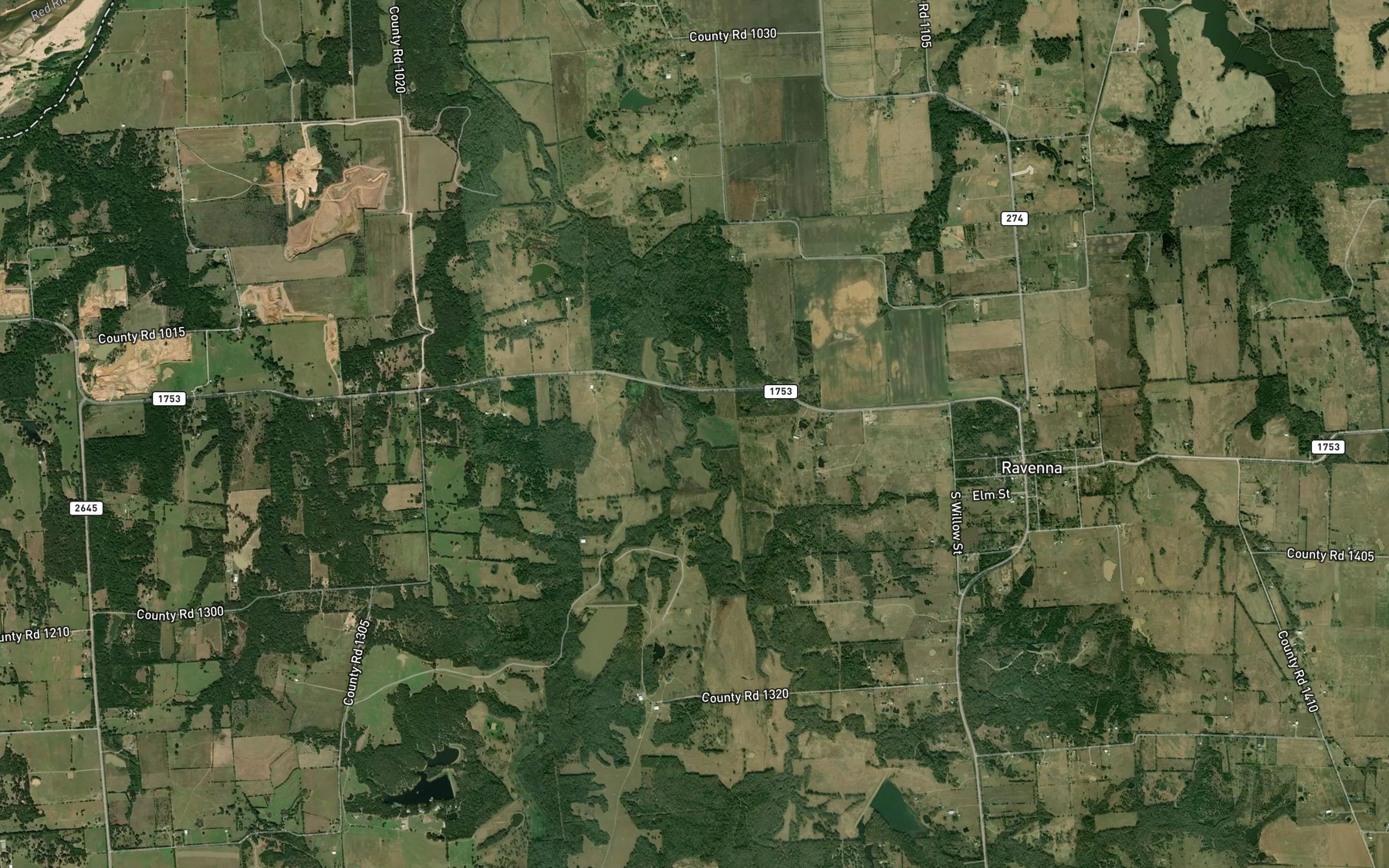 Satellite map of the Little Caney Creek