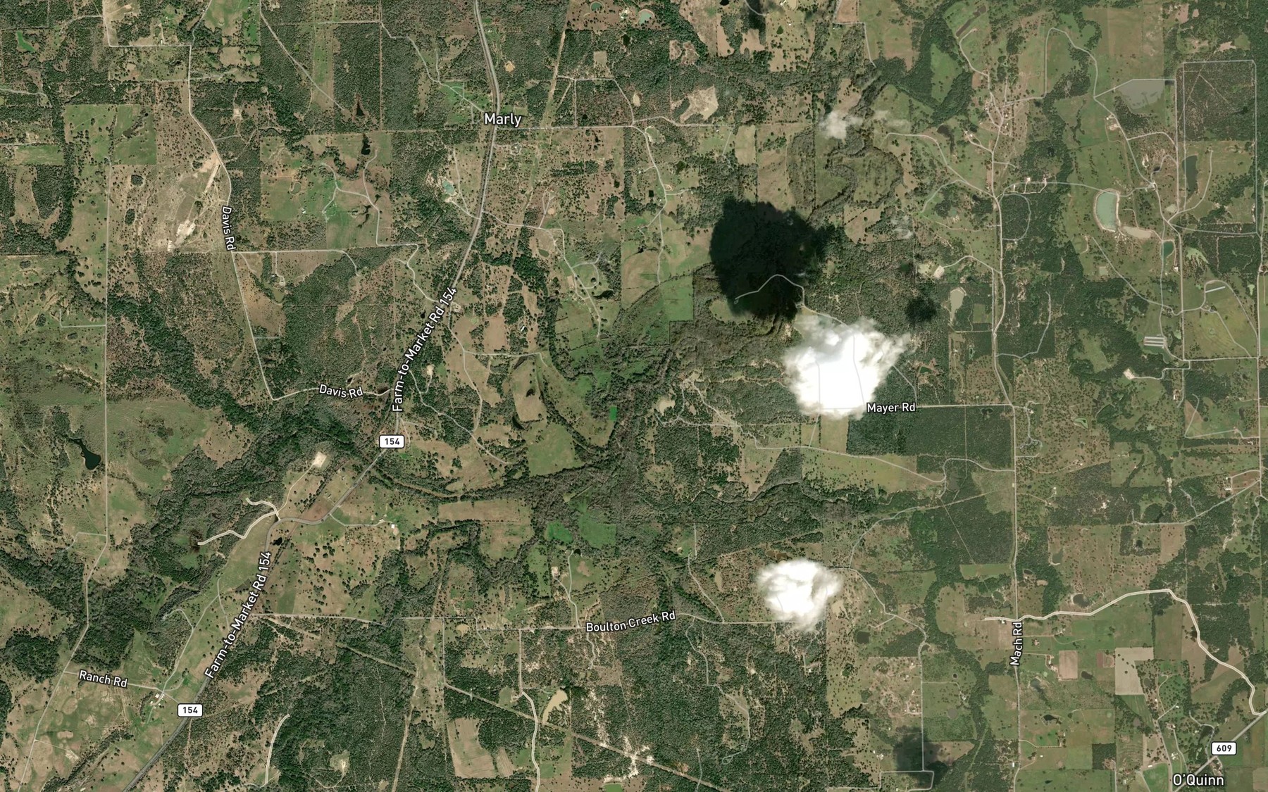 Satellite map of the Jack Young Creek