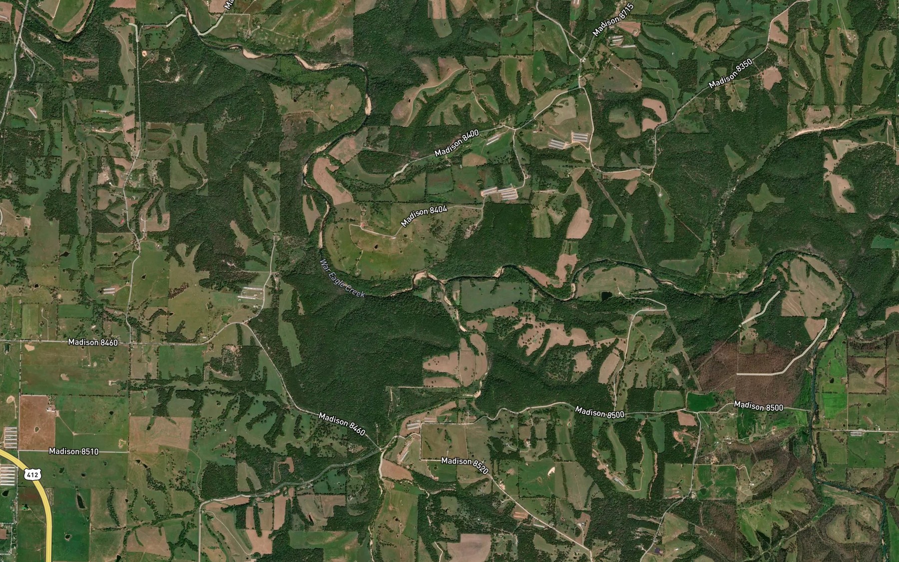 Satellite map of the Glade Creek