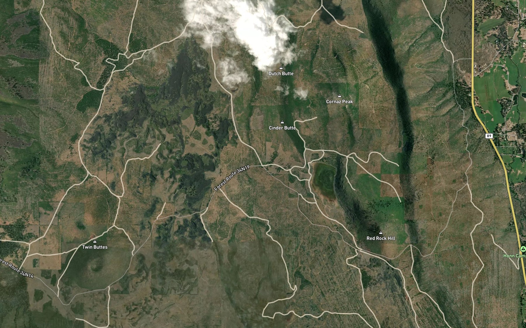 Satellite map of the Cornaz Spring