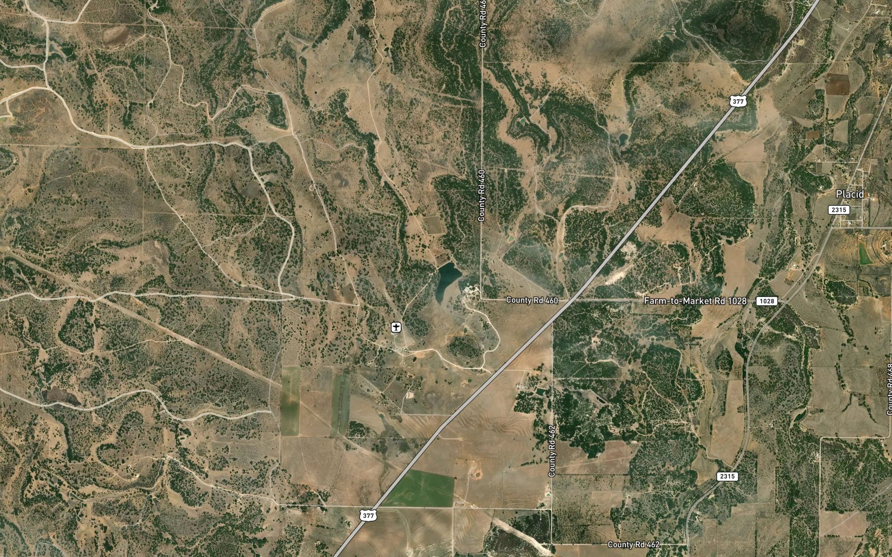 Satellite map of the Z Ranch Lake