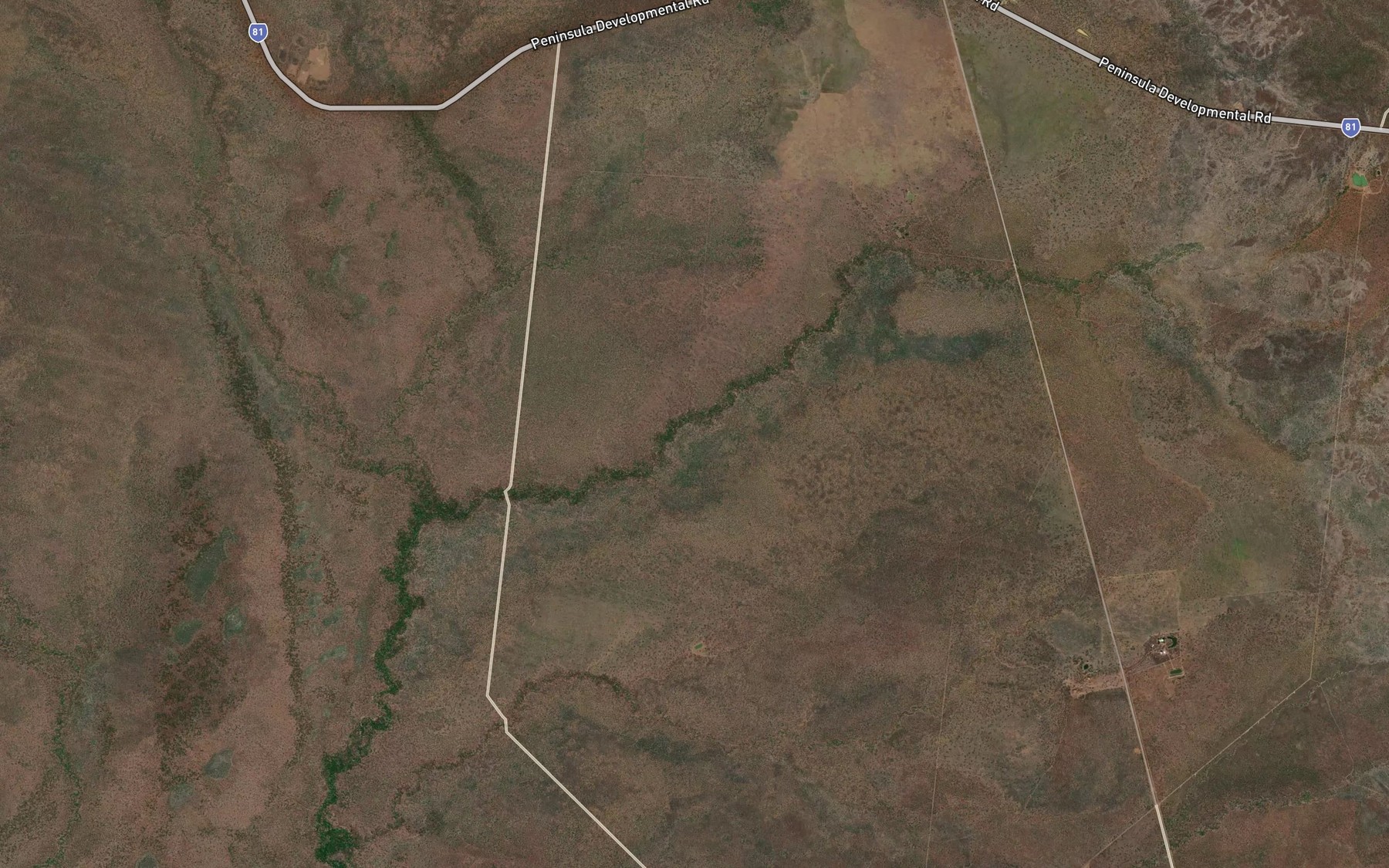Satellite map of the Plain Creek