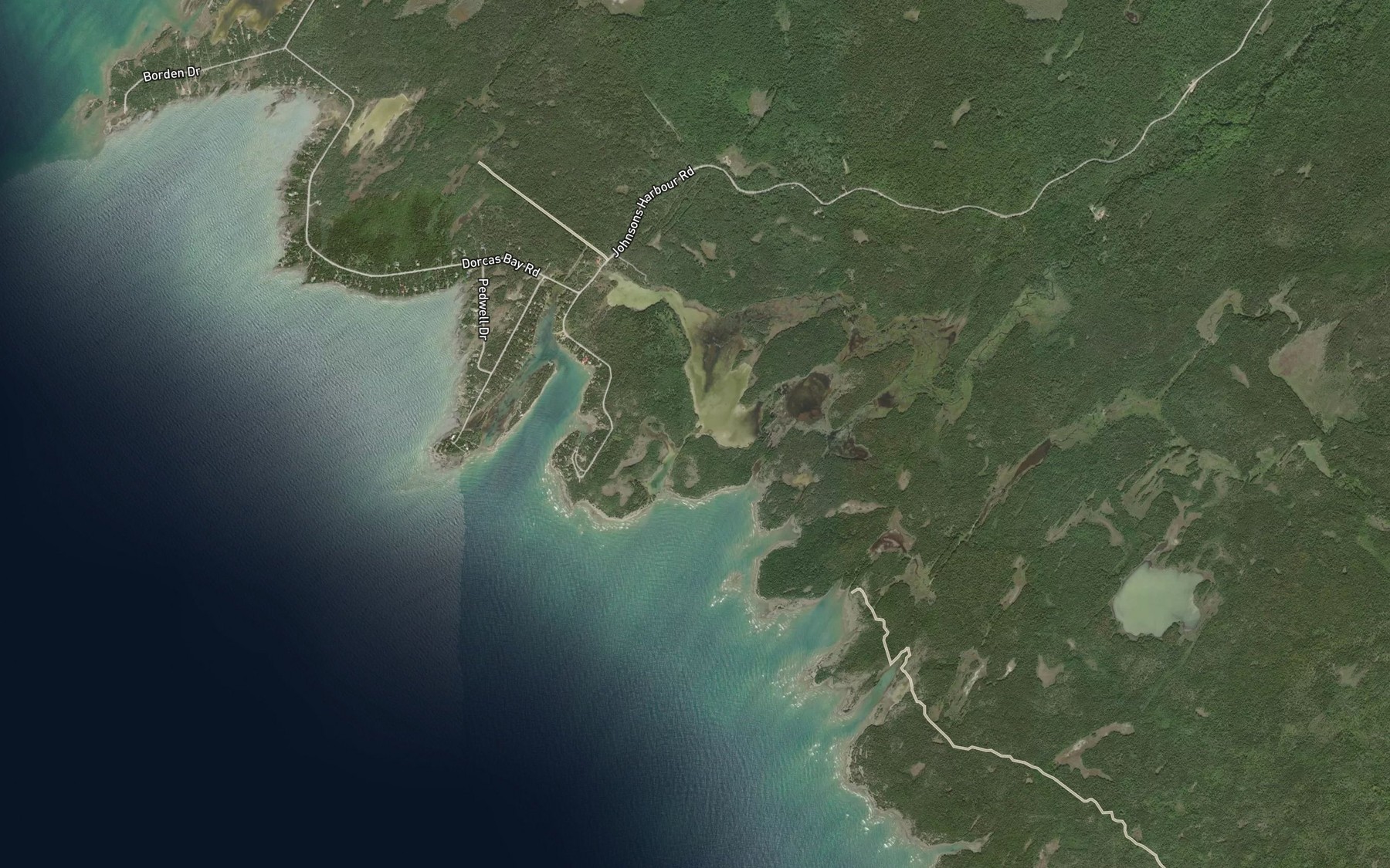 Satellite map of the Crane River