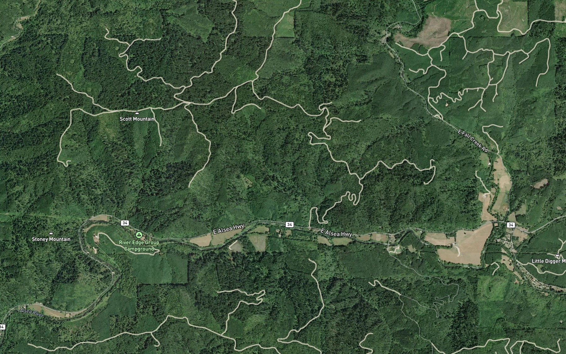 Satellite map of the Rock Creek
