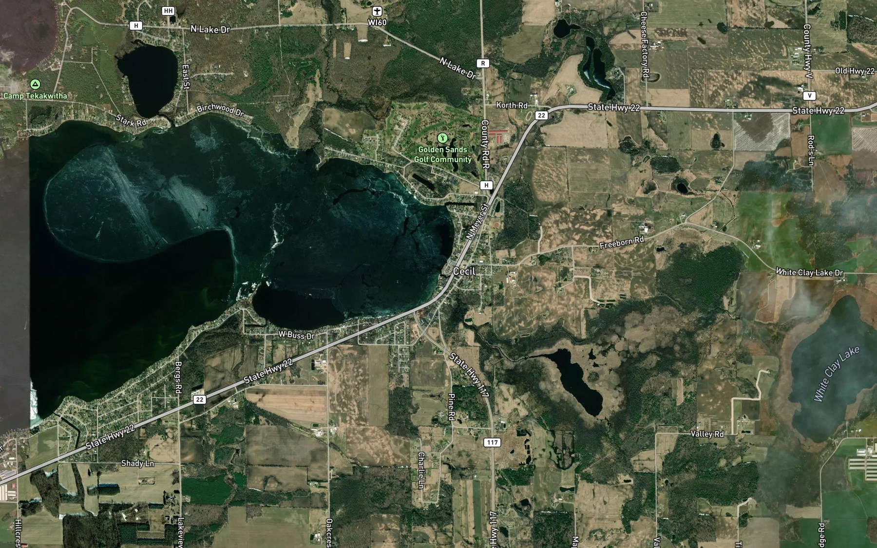 Satellite map of the Pickerel Creek